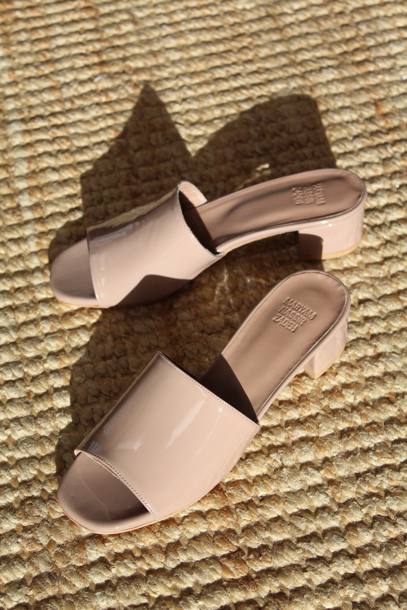 MNZ Sophie Slide Taupe Patent Leather