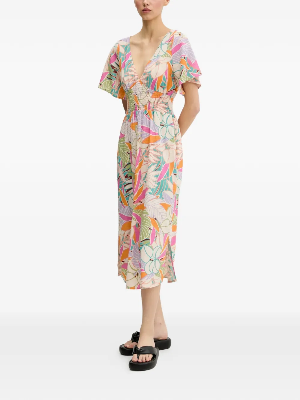 Cala Vadella floral-print smocked-waist midi dress — Image 5