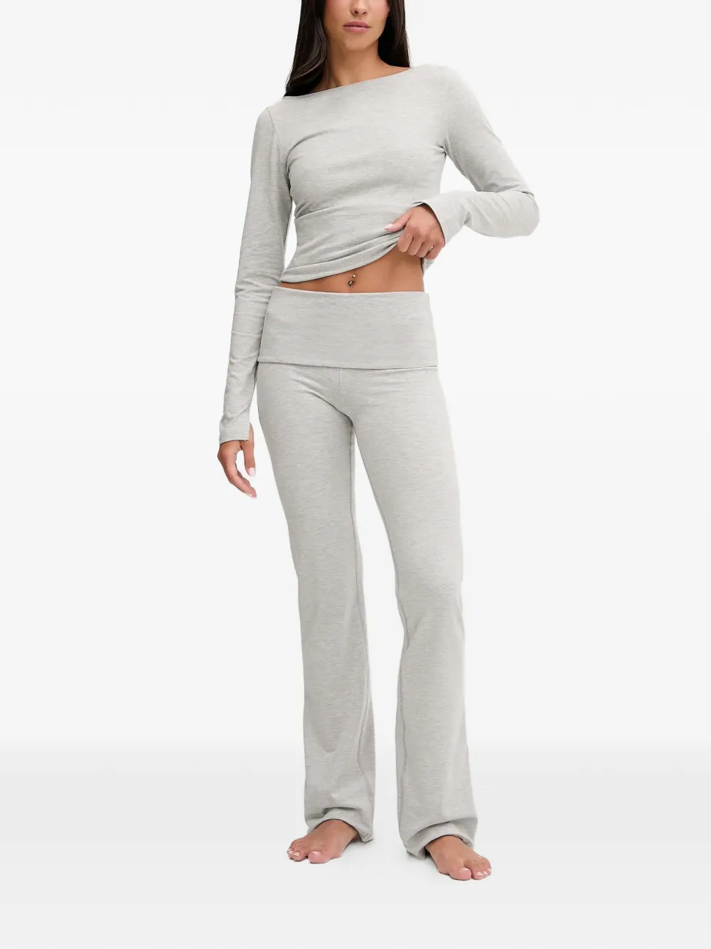 boat-neck long-sleeve yoga top — Image 5