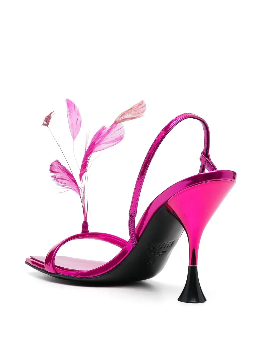 feather-detail 110mm slingback sandals — Image 4