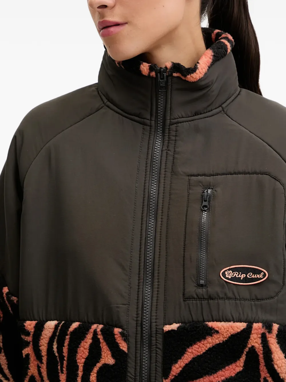 zebra-print fleece-panelled jacket — Image 3