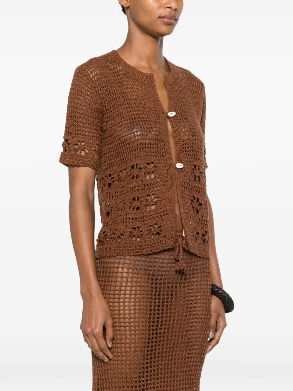 crochet-knit button-up cardigan — Image 4
