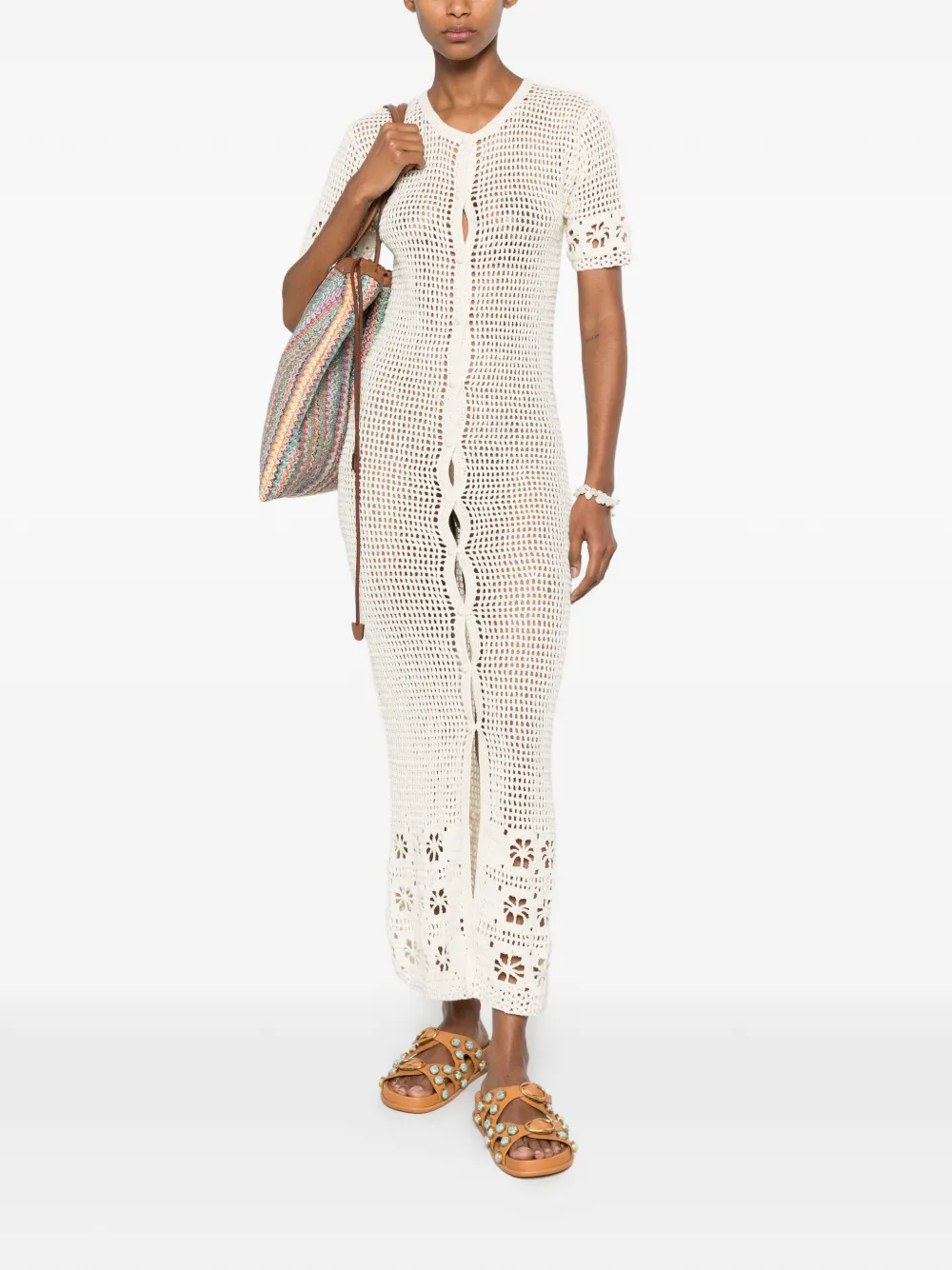 crochet-knit floral-detail maxi dress — Image 4
