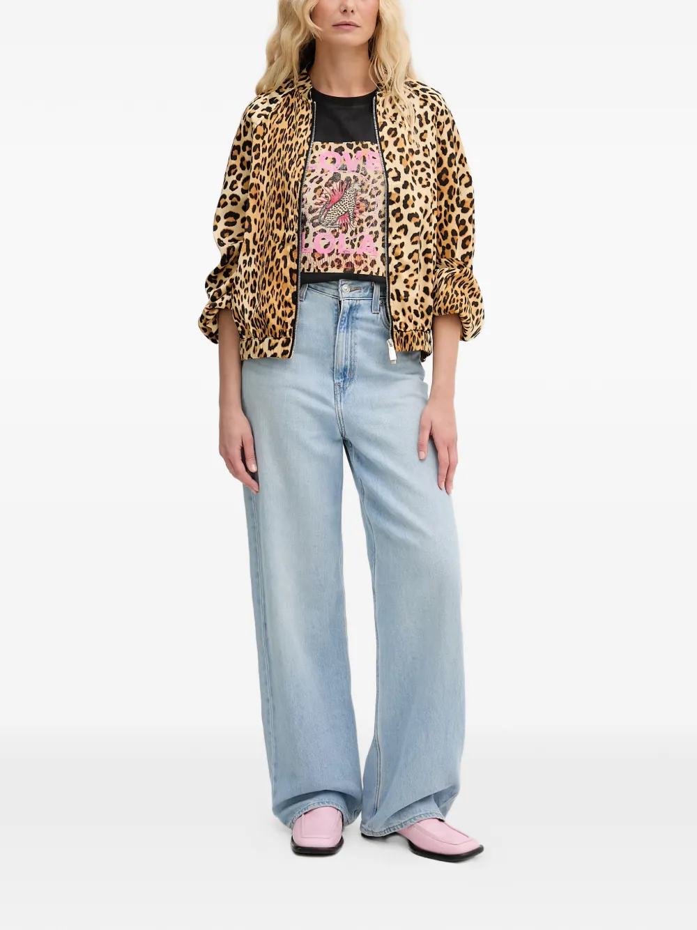 leopard-print raglan-sleeve bomber jacket — Image 5