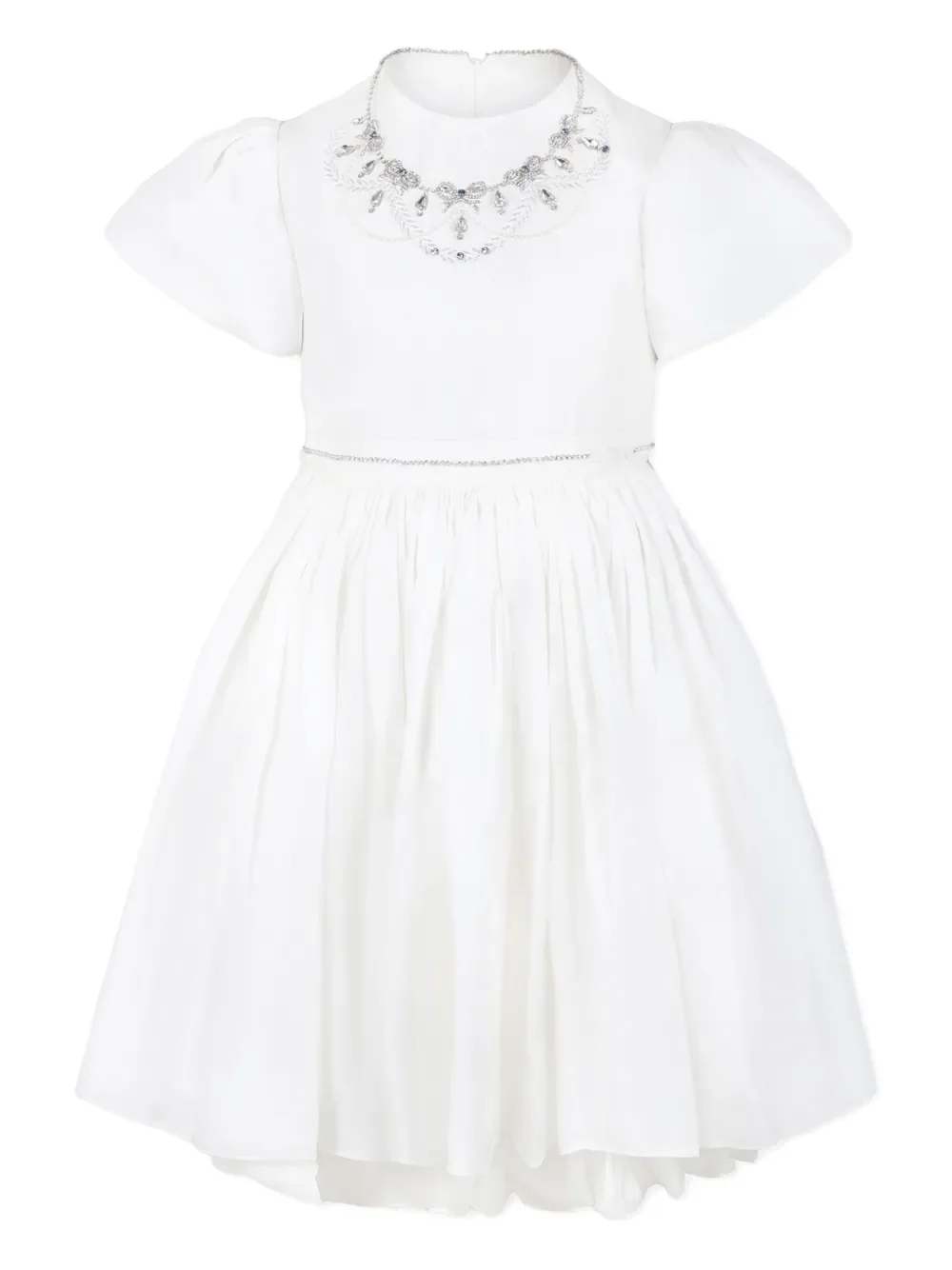 embroidered-collar silk dress