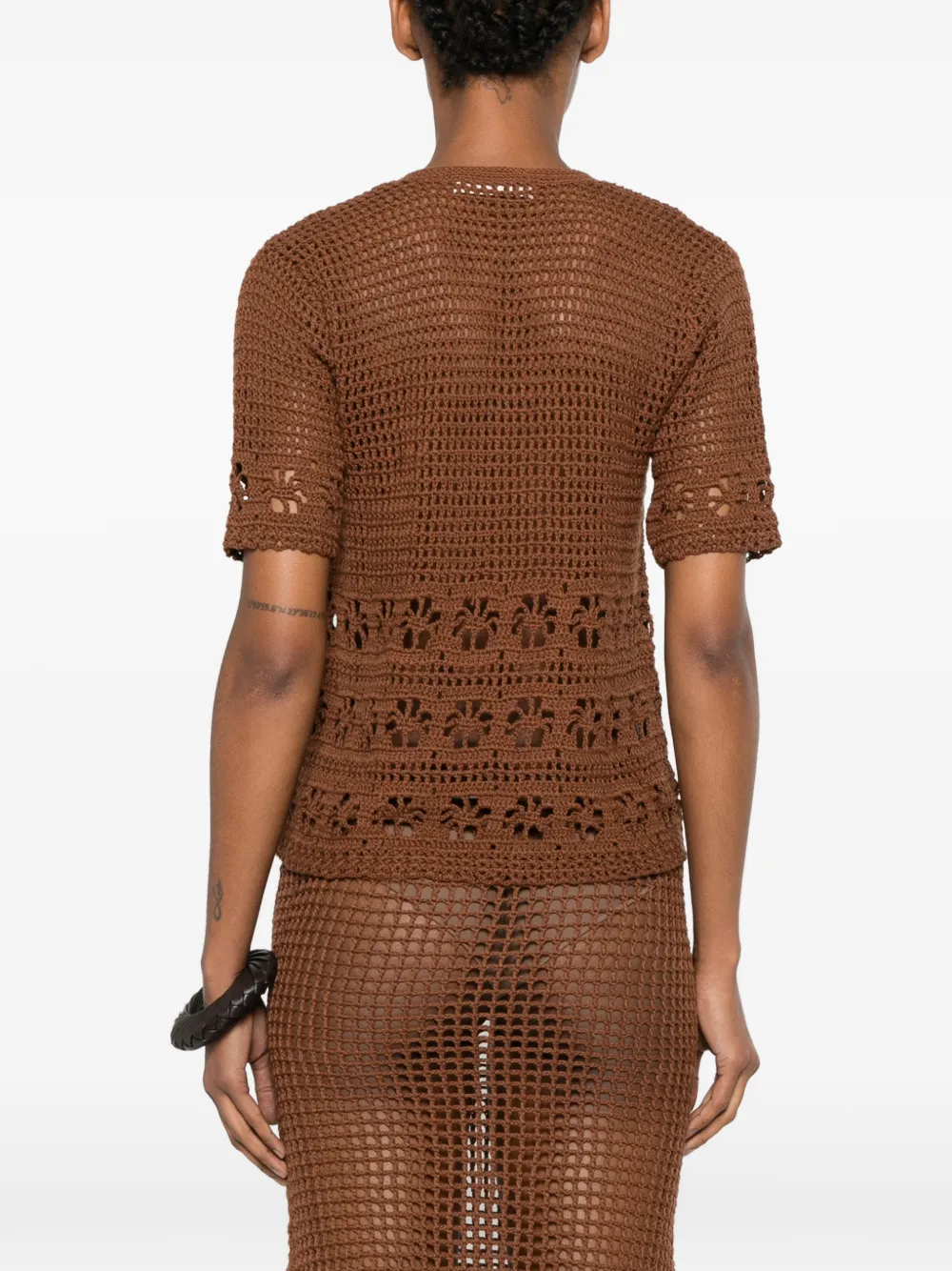 crochet-knit button-up cardigan — Image 3