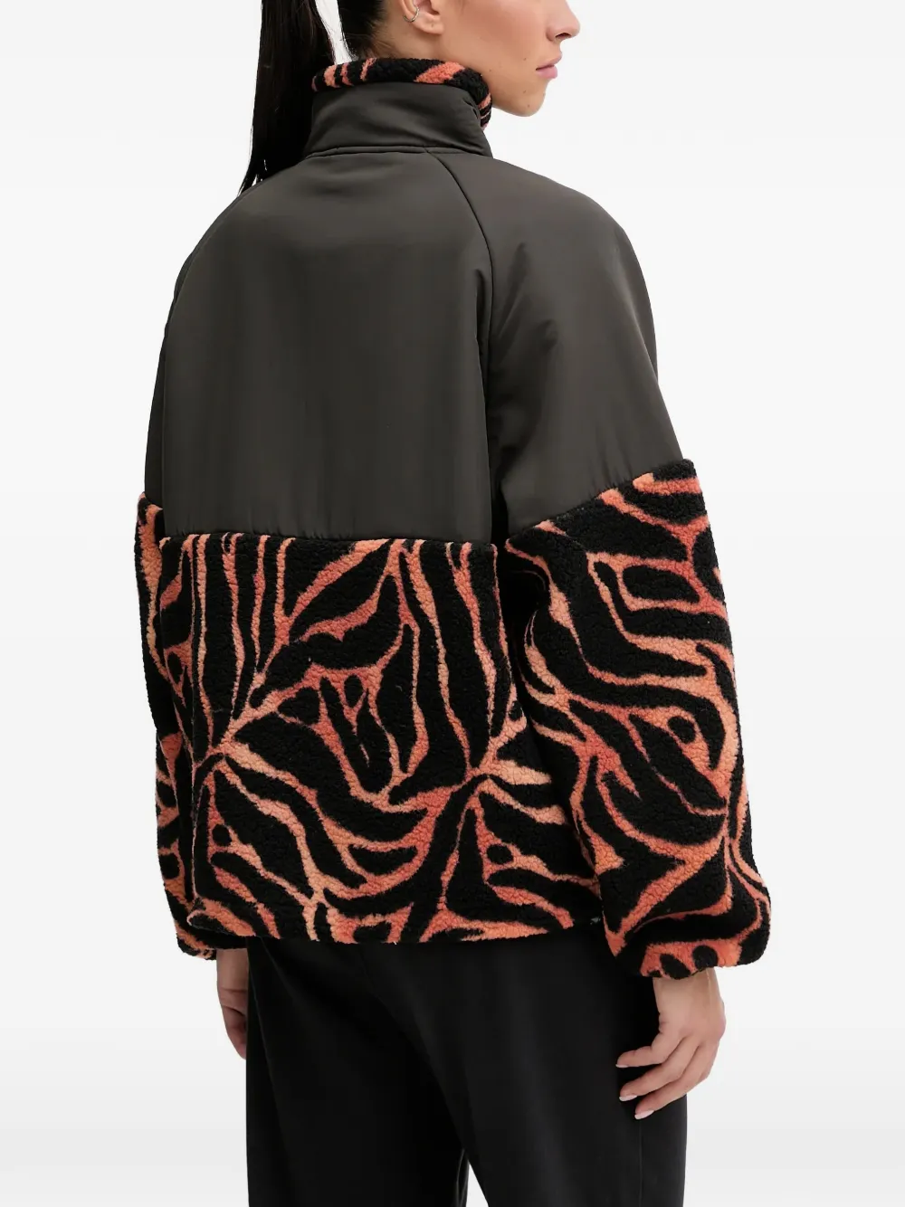 zebra-print fleece-panelled jacket — Image 4