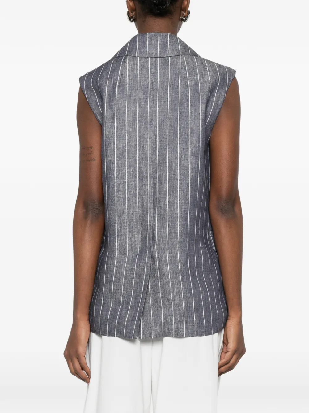 striped button vest — Image 4