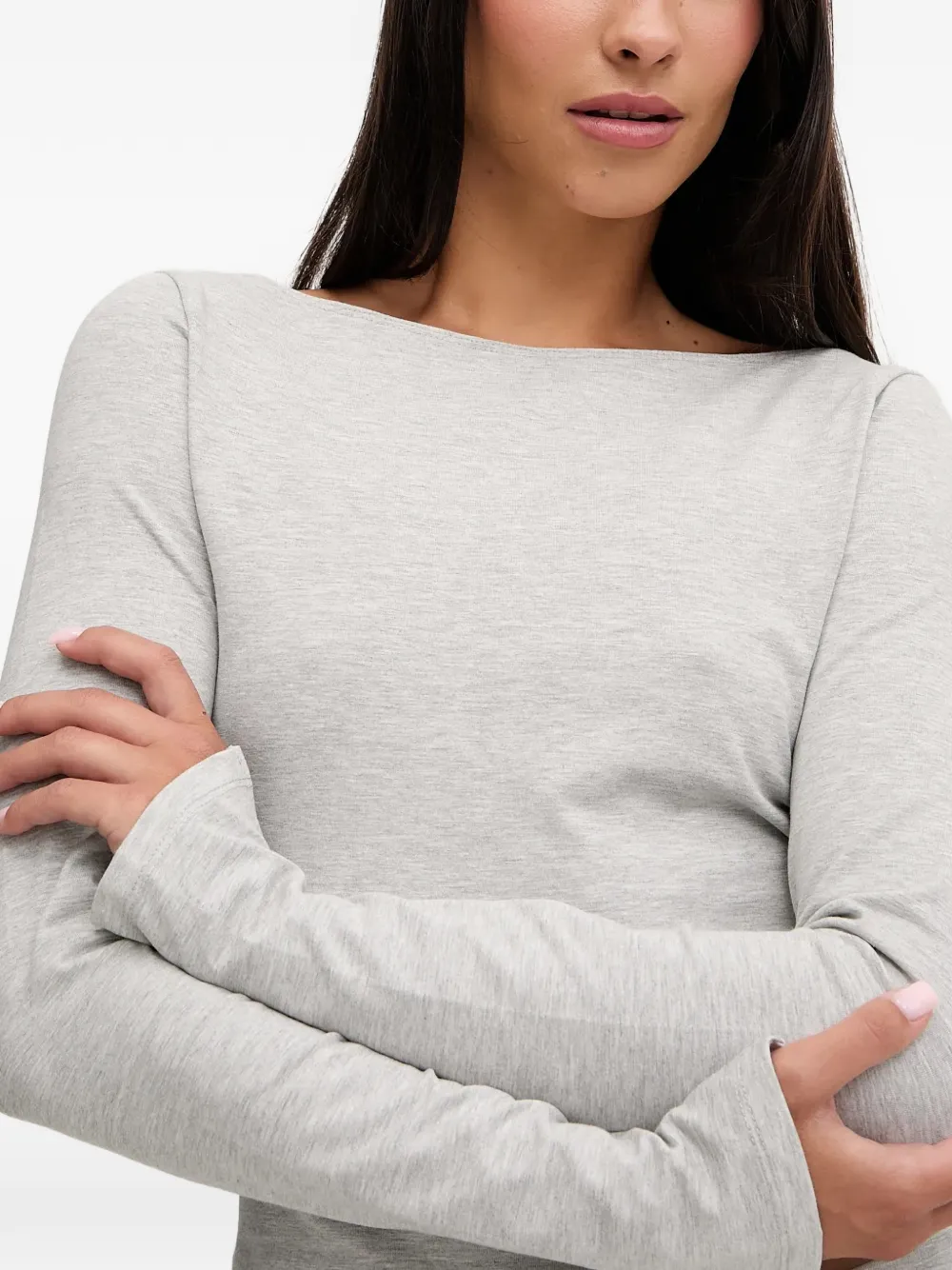 boat-neck long-sleeve yoga top — Image 3