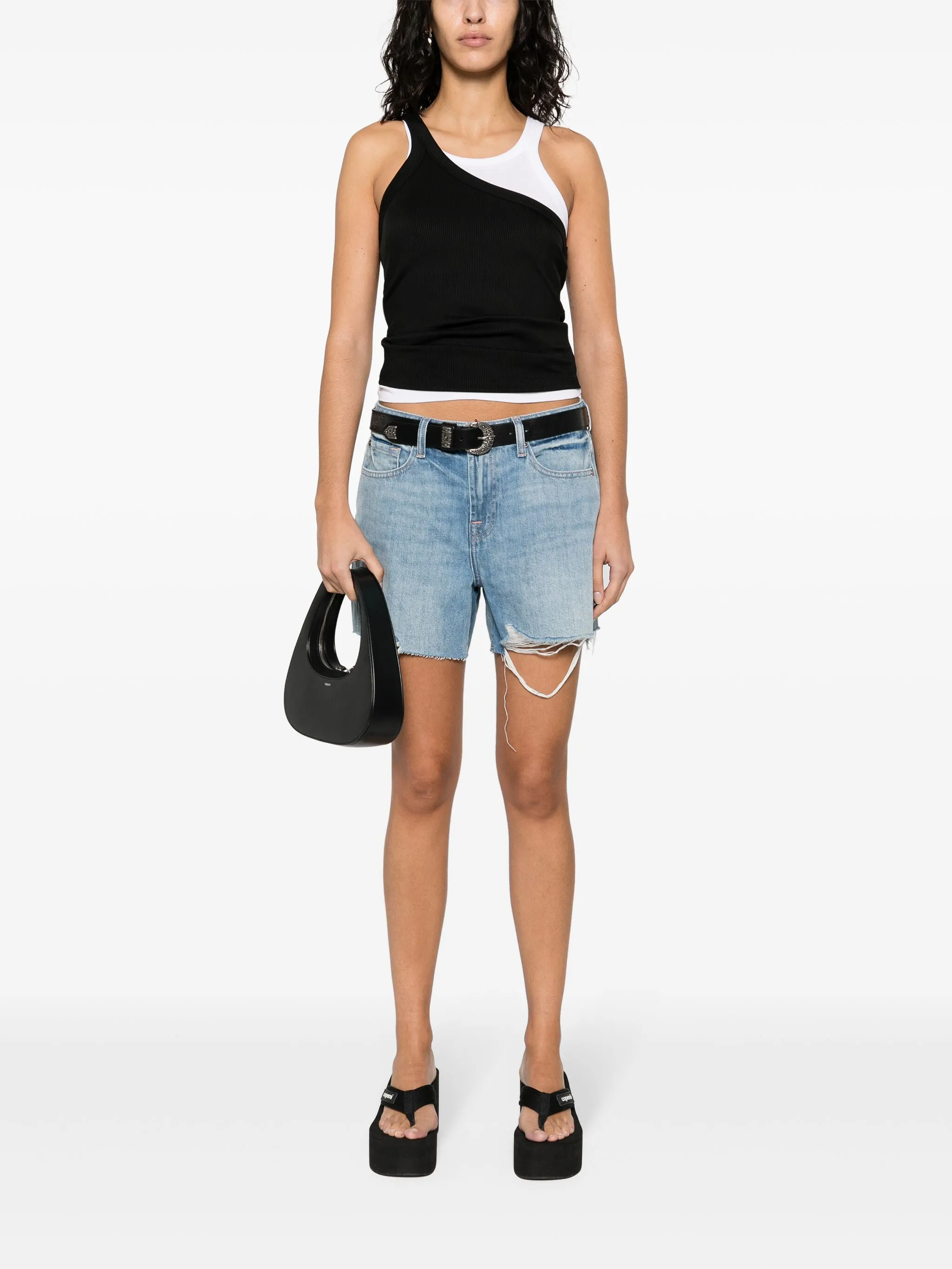distressed denim shorts — Image 3