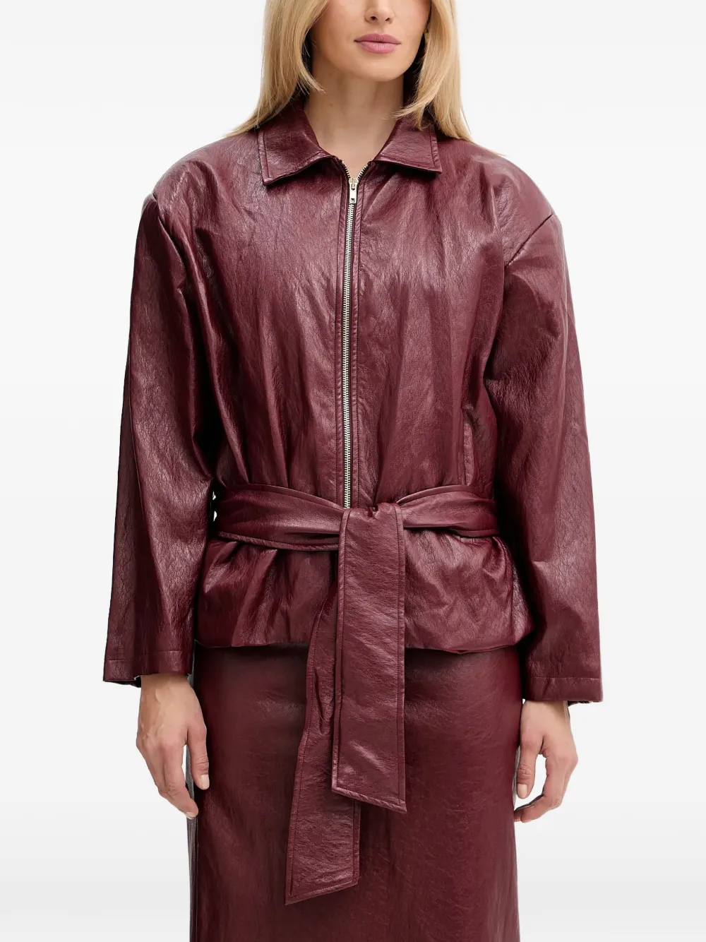 belted zip-up jacket — Image 3