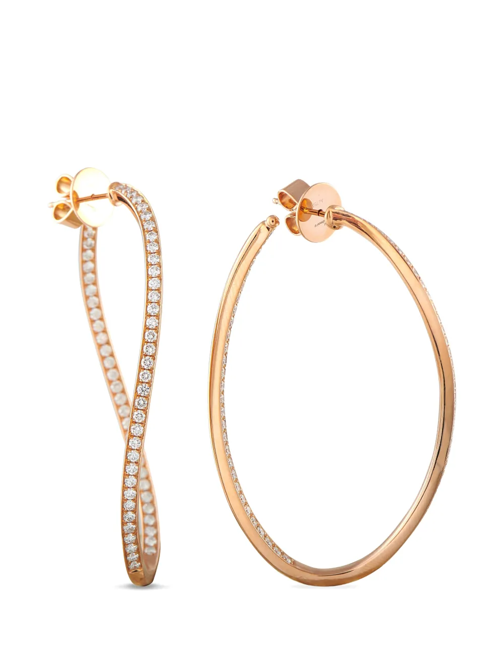 diamond twisted-hoop earrings — Image 3