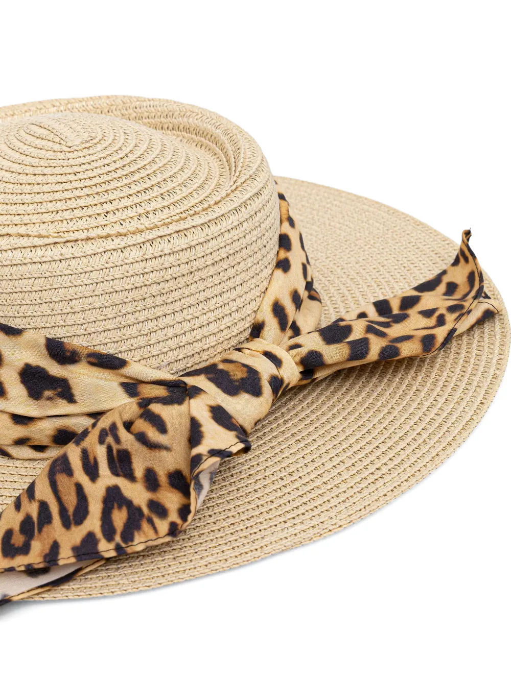 leopard-print-scarf wide-brim hat — Image 4