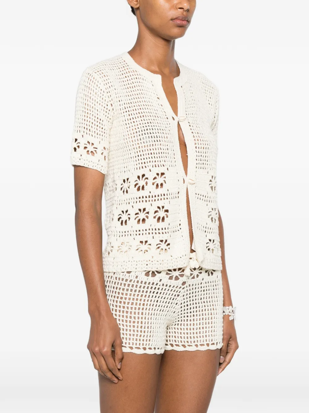 crochet-knit shell-embellished cardigan — Image 4