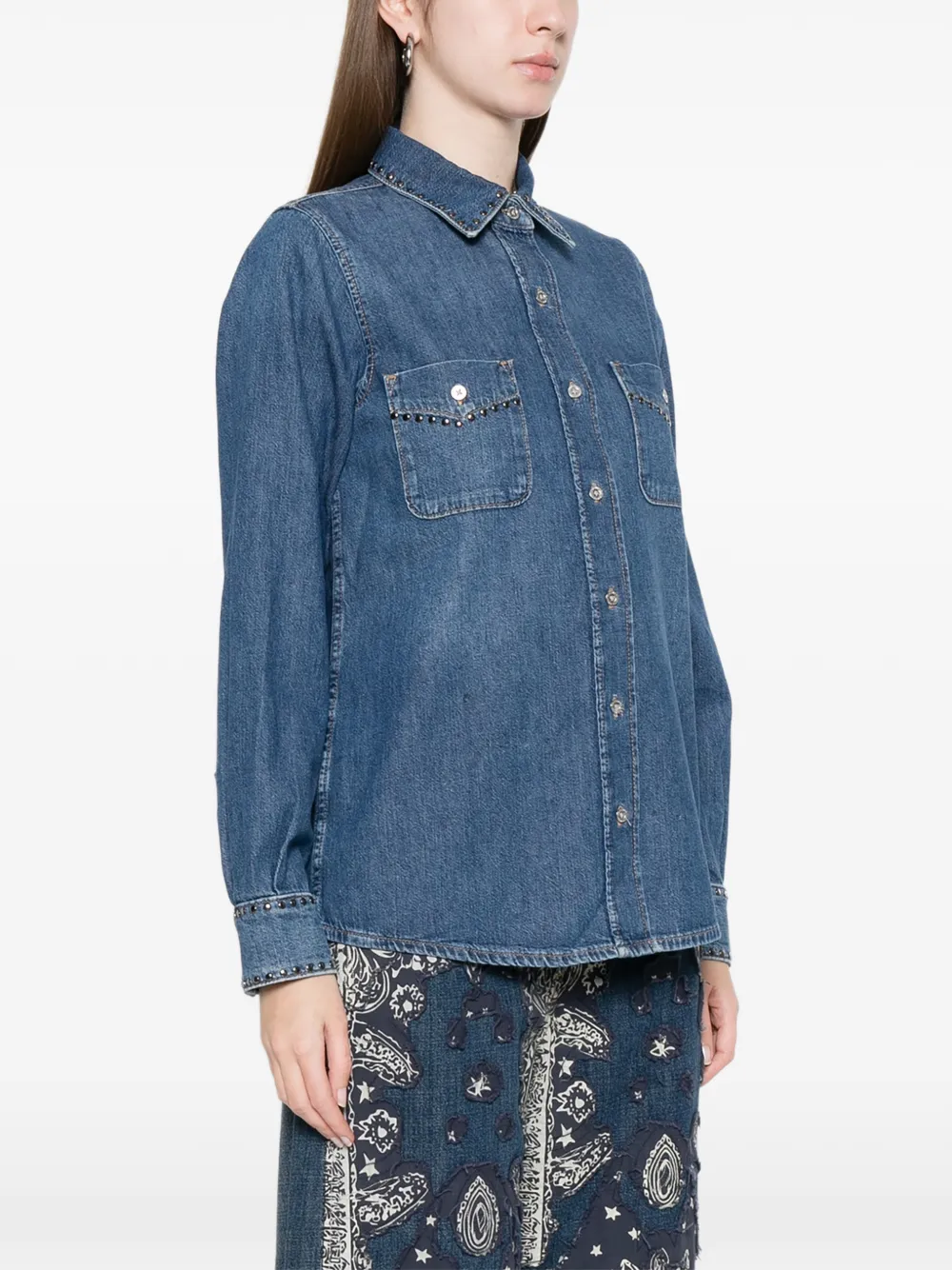 studded denim shirt — Image 4