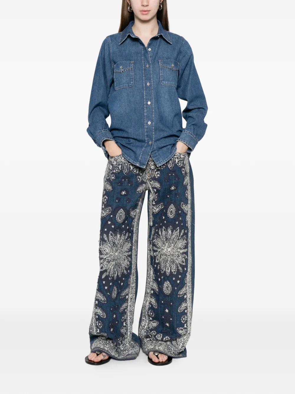 studded denim shirt — Image 5