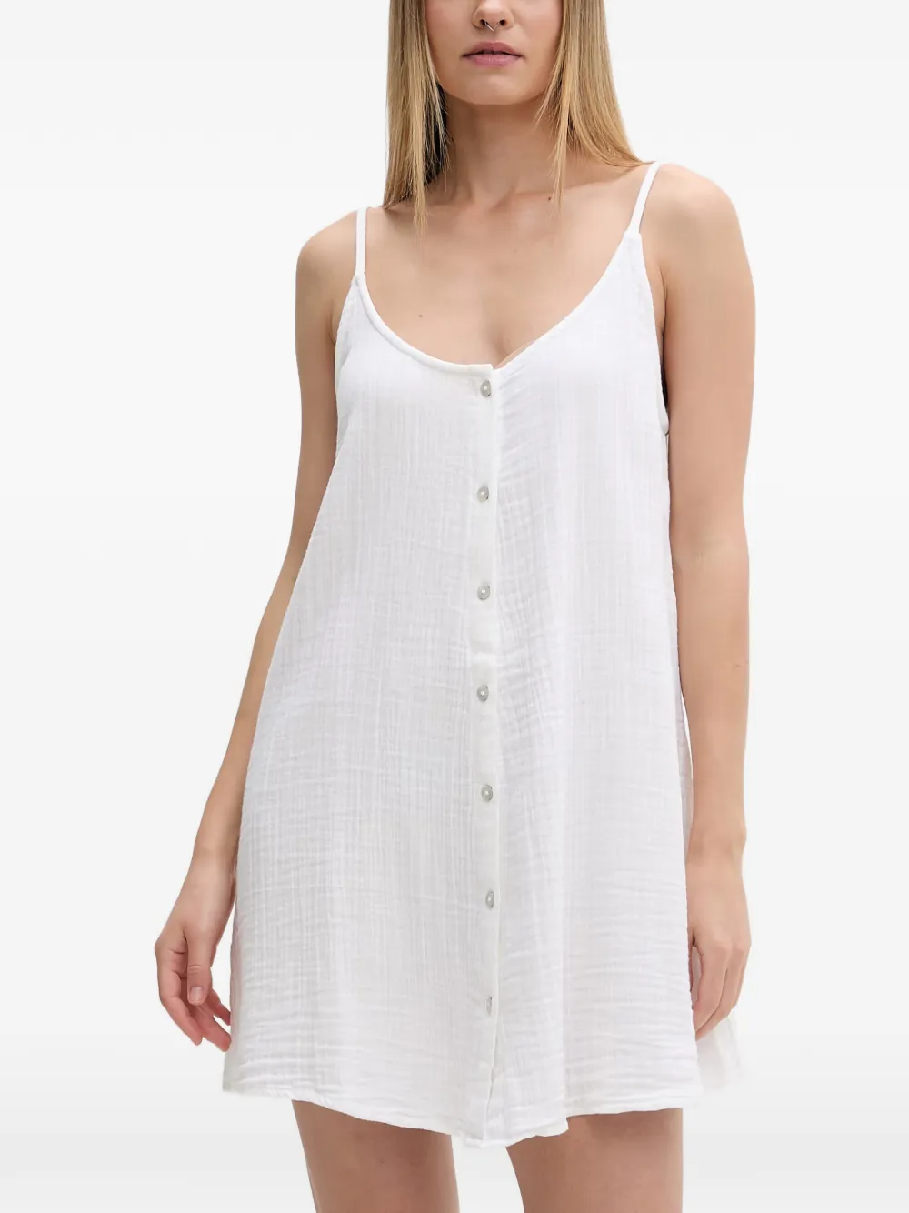 button-up gauze mini dress — Image 4