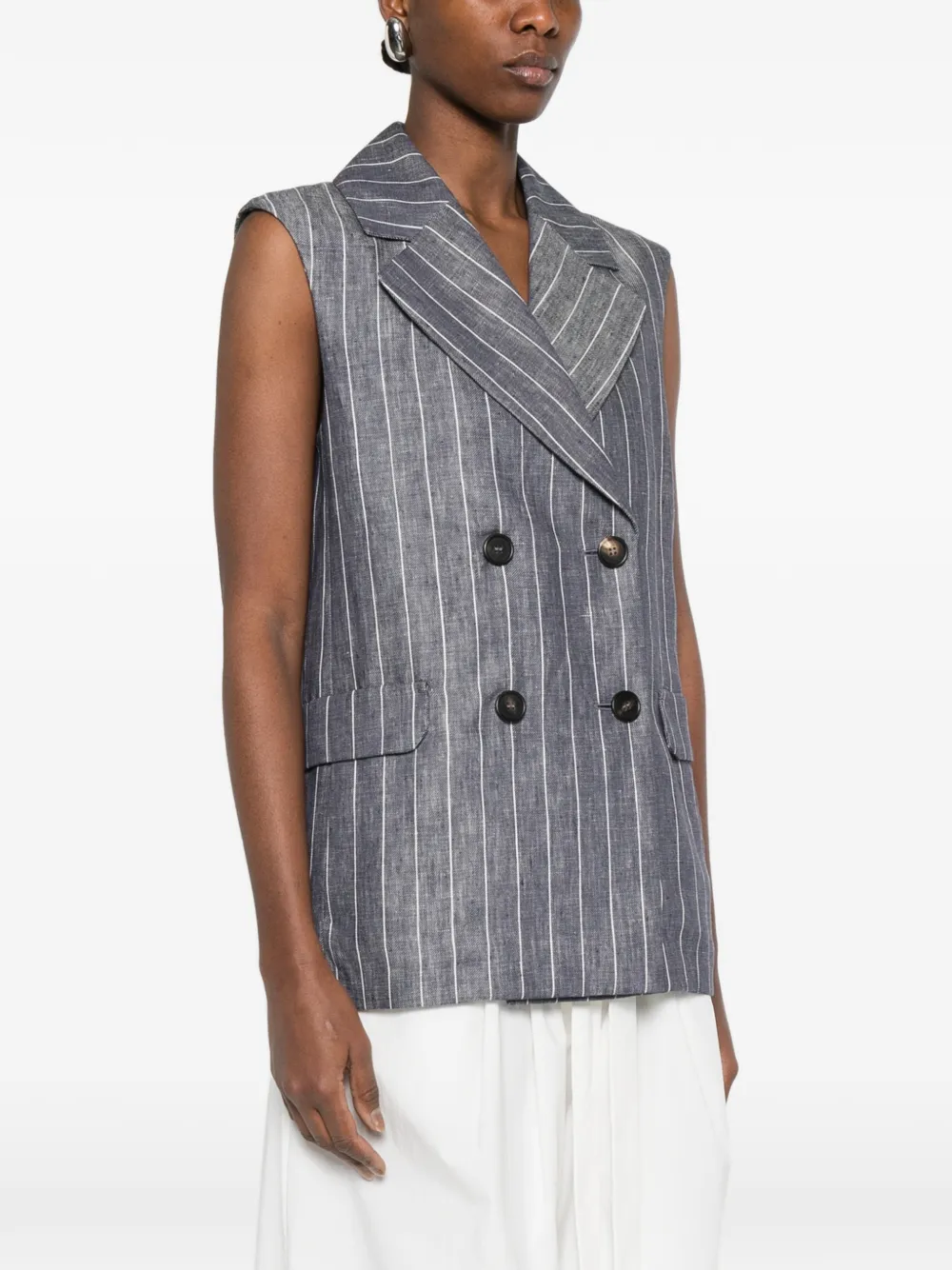 striped button vest — Image 5