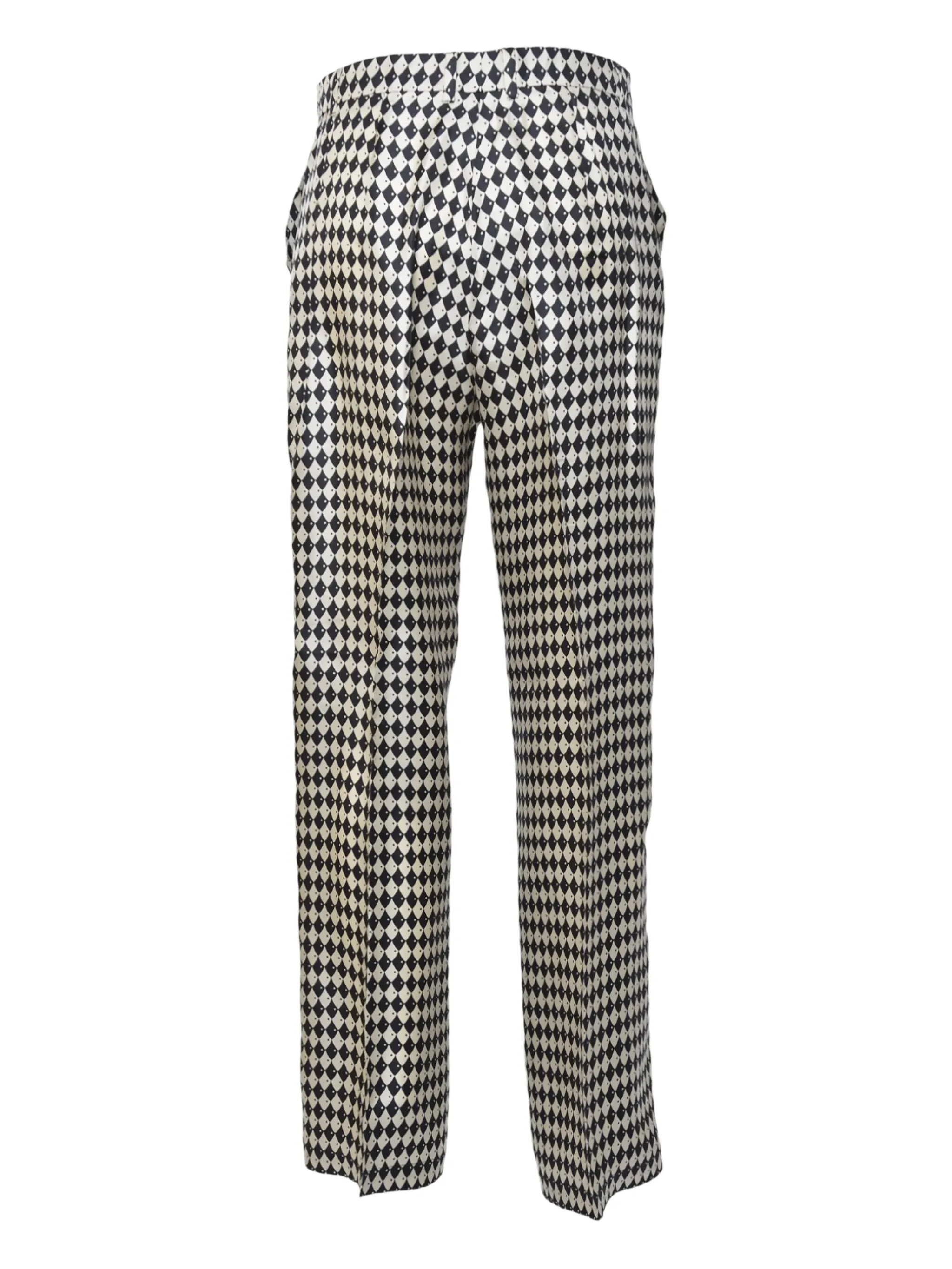 diamond-pattern cotton trousers — Image 3