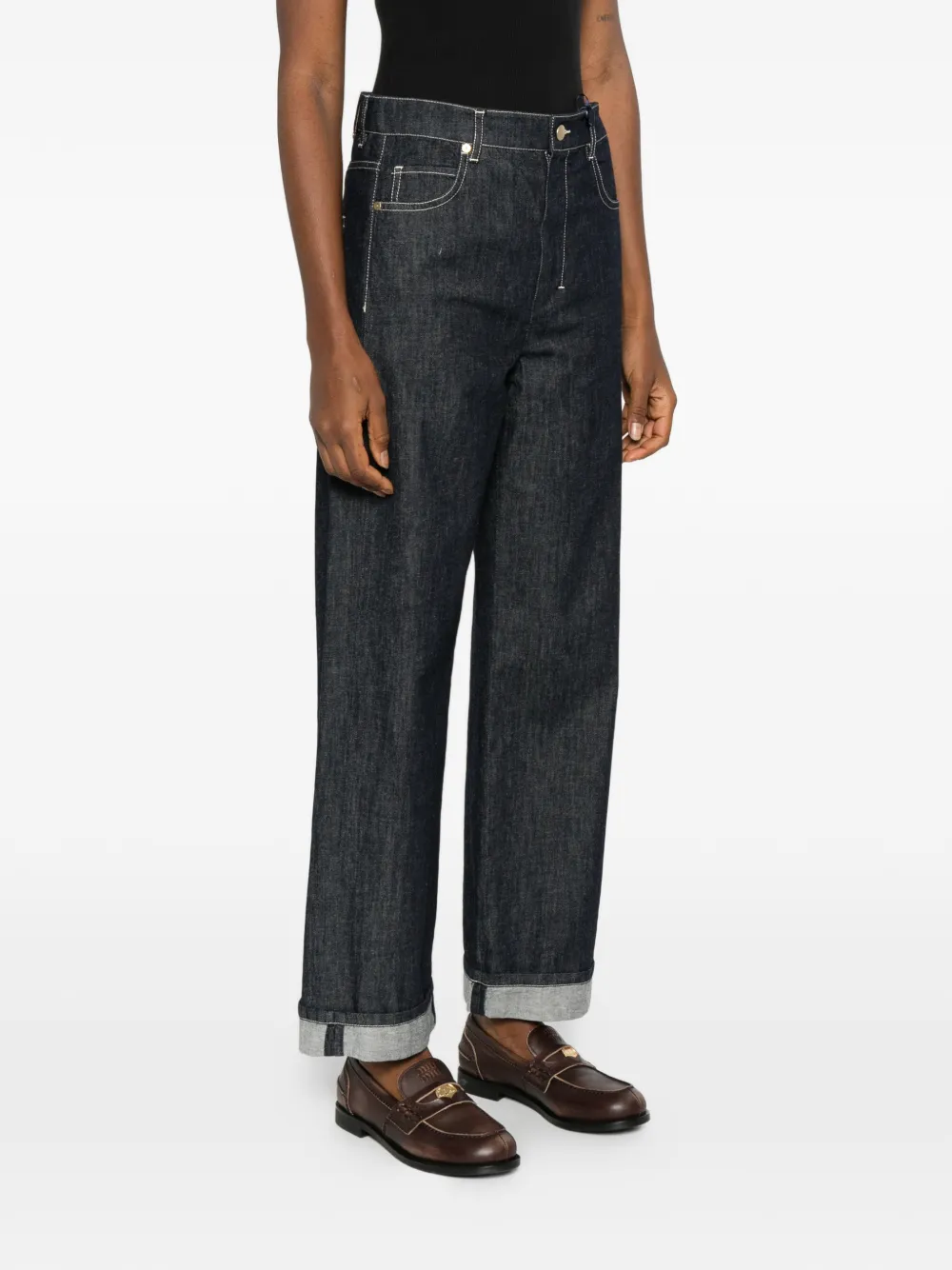 cuffed stitching jeans — Image 5