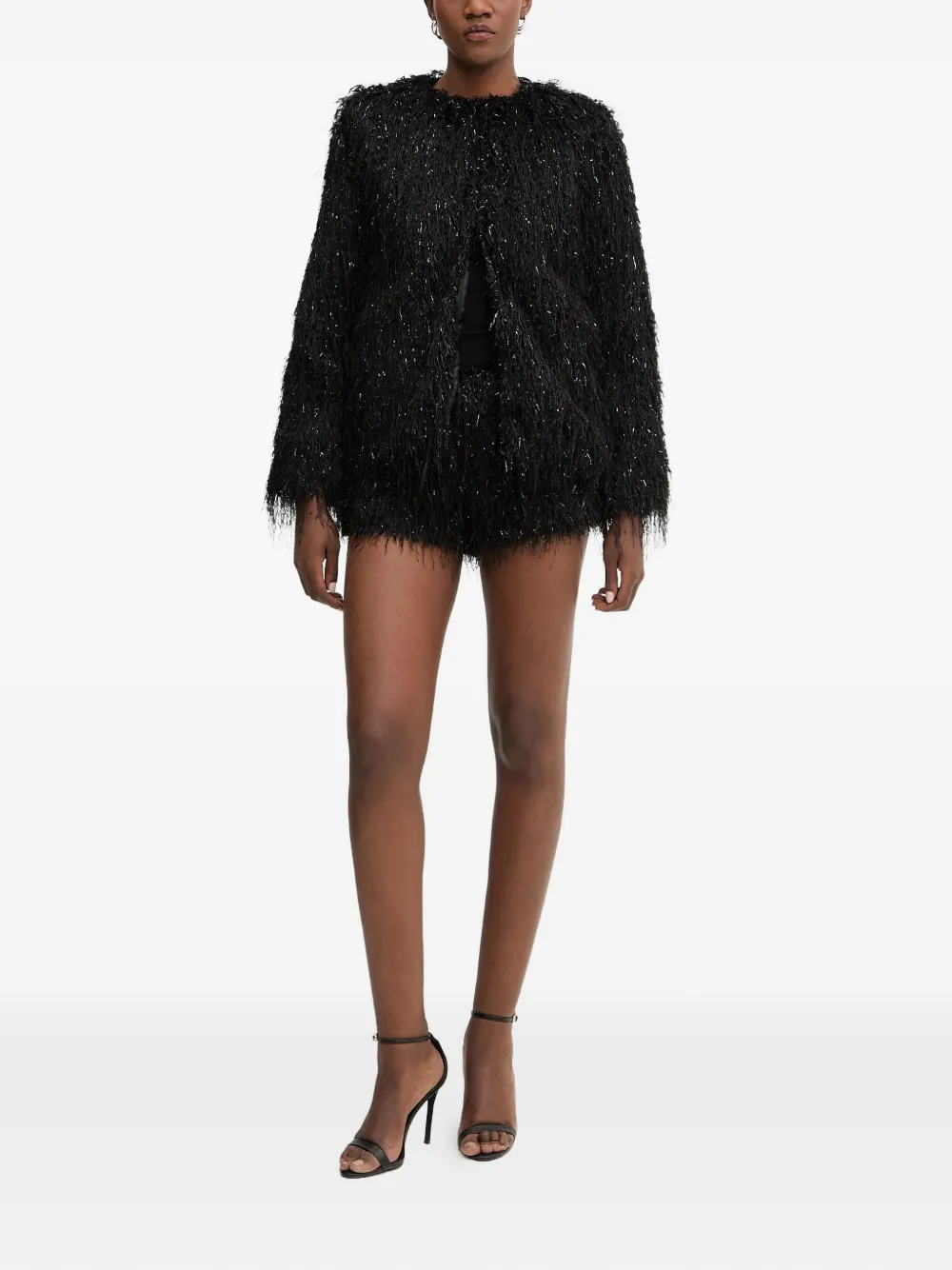 shaggy-knit metallic-thread jacket — Image 5
