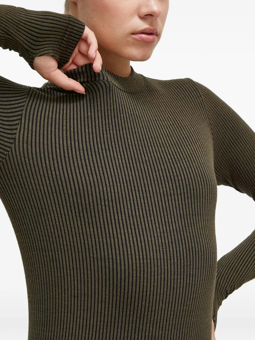 ribbed-knit thumb-slot top — Image 3