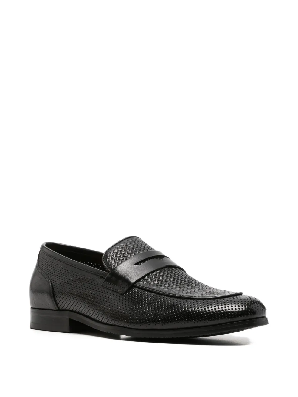 perforated woven-effect loafers — Image 3