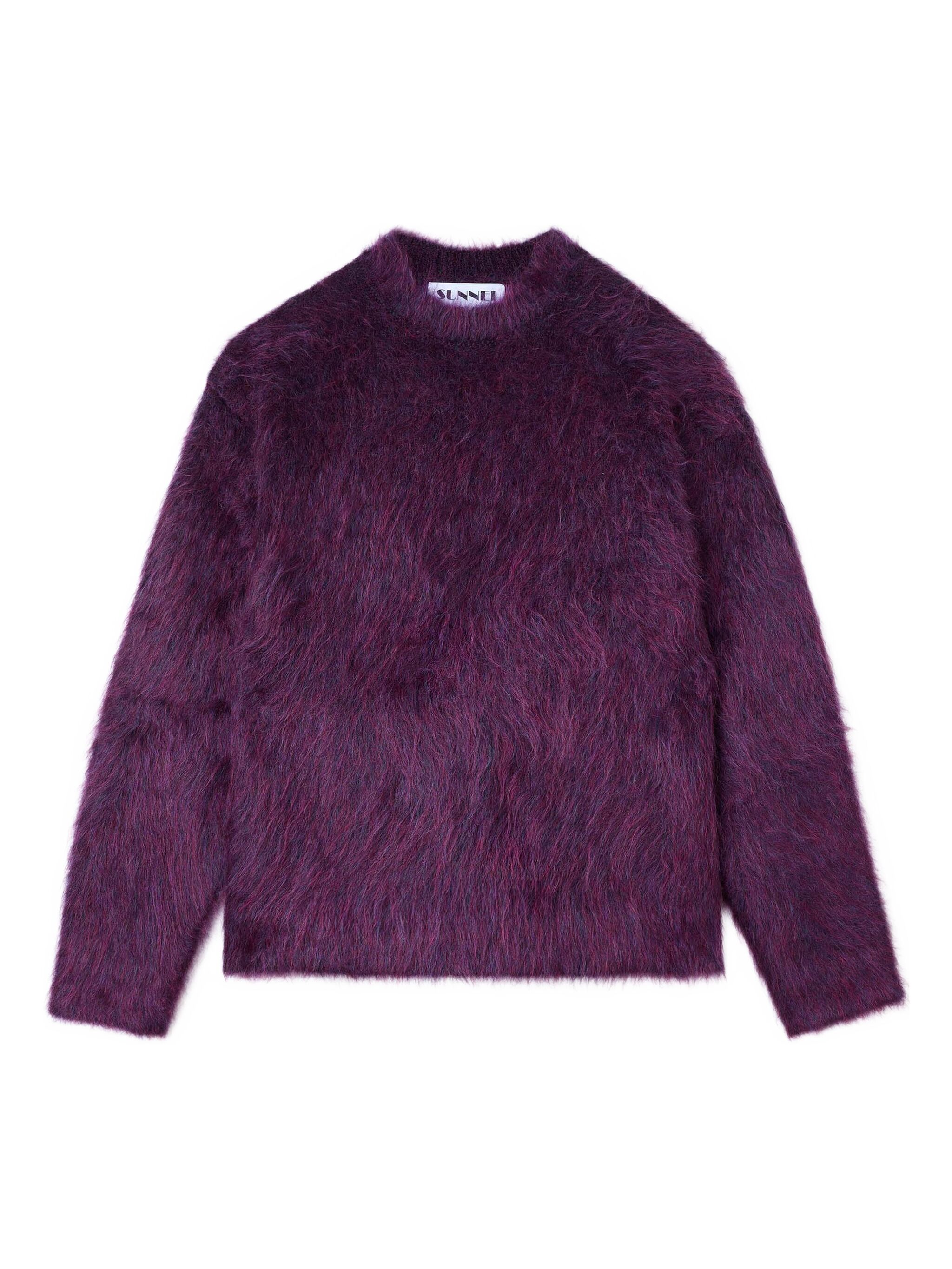 hairy-knit crew-neck sweater