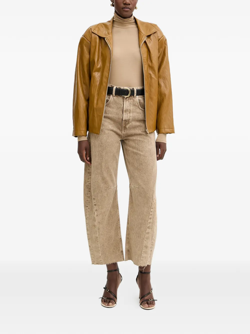 belted zip-up jacket — Image 5