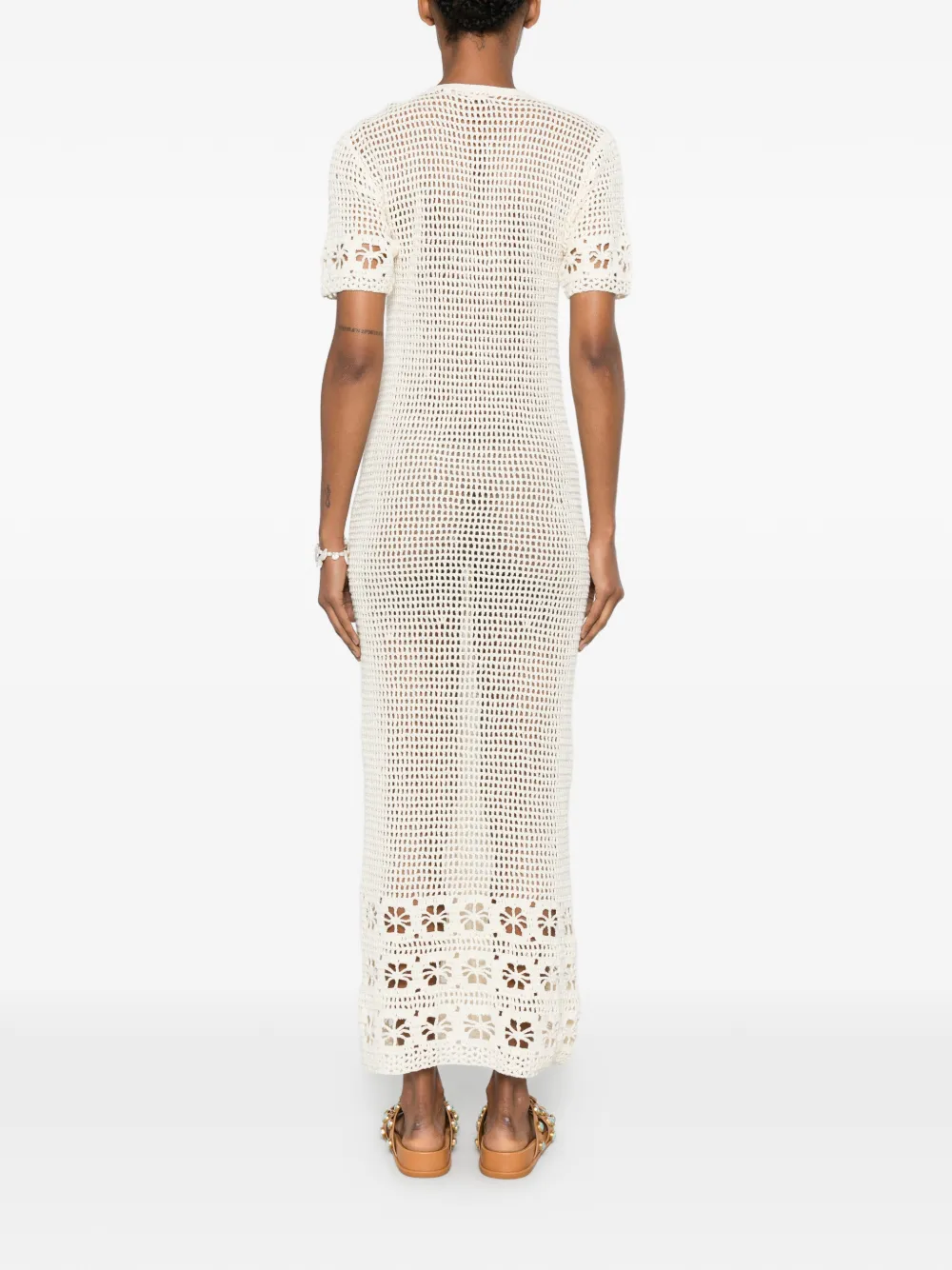 crochet-knit floral-detail maxi dress — Image 3
