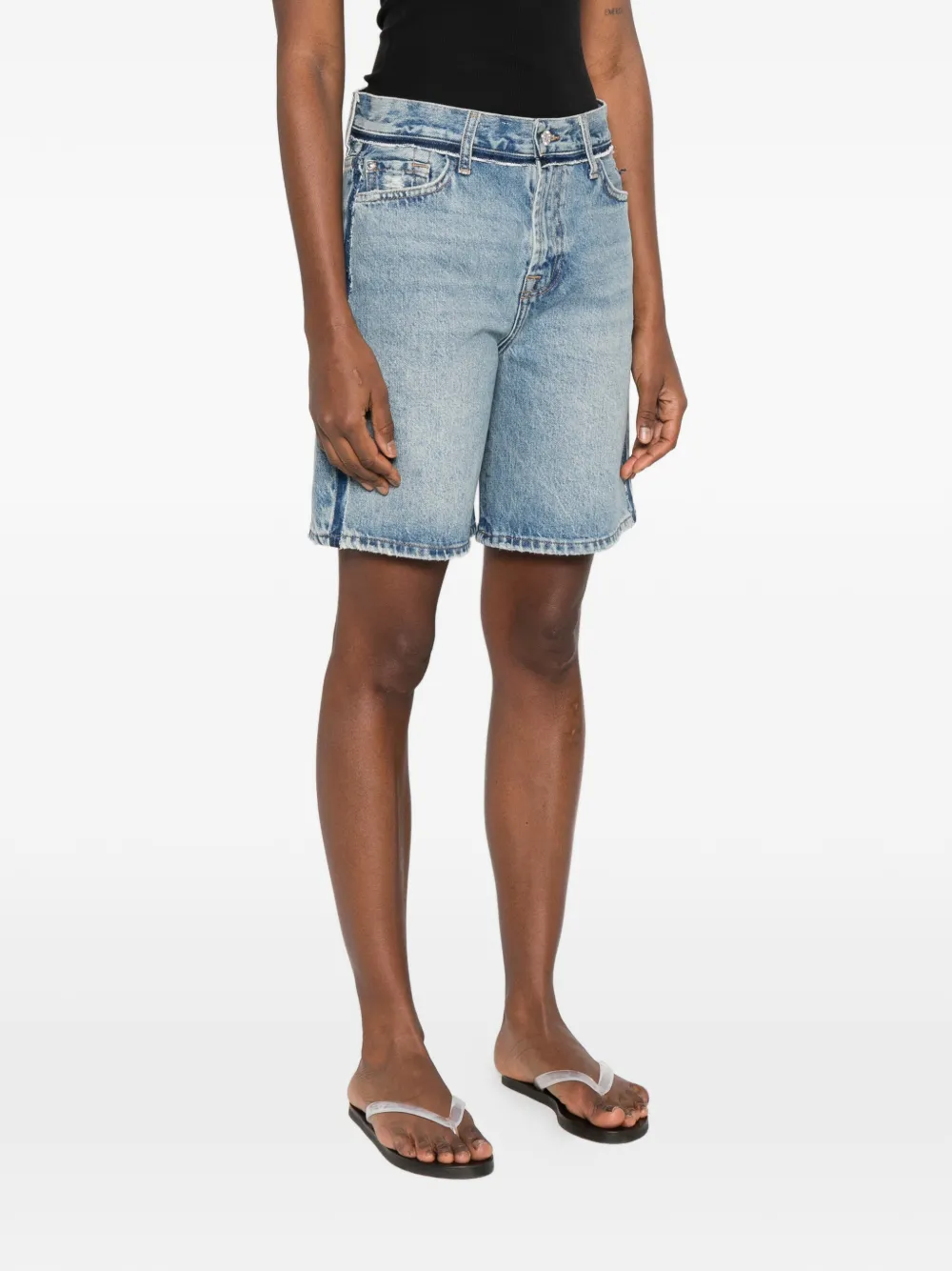 stripe denim shorts — Image 5