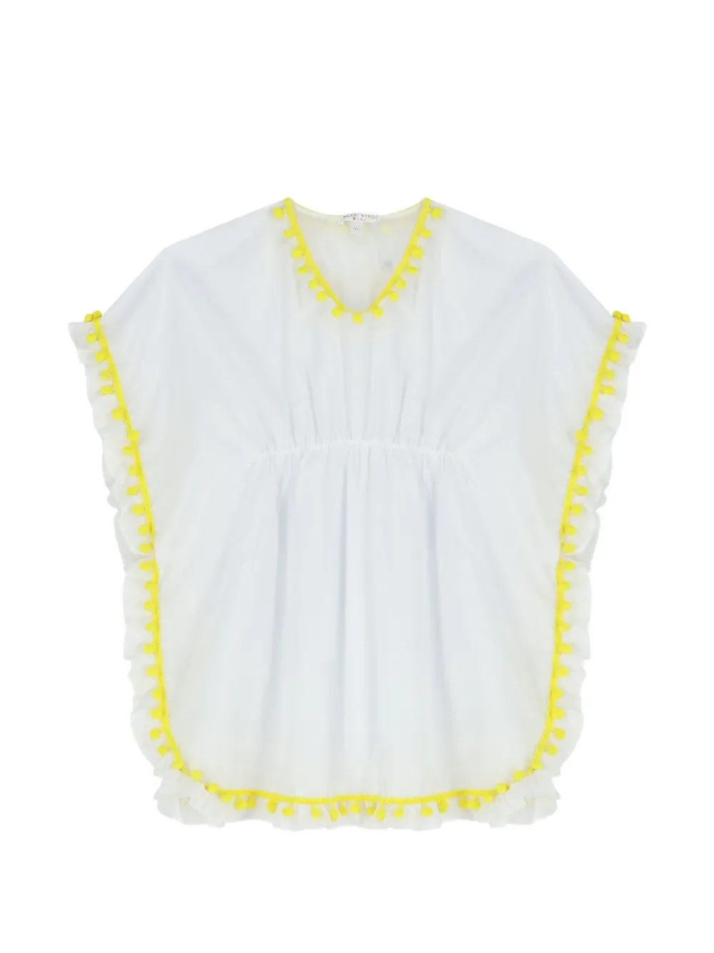 pompom ruffled kaftan dress