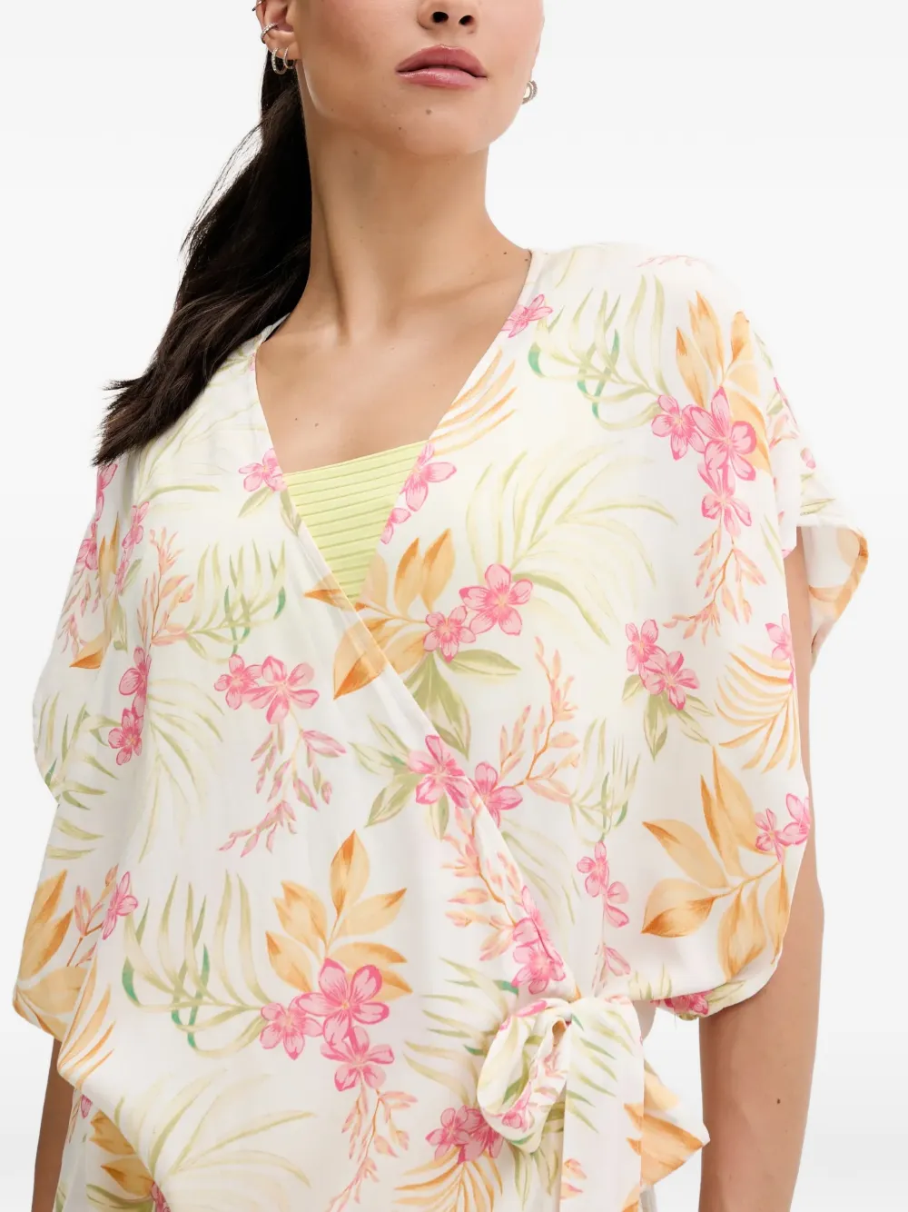 floral-print wrap beach cover-up — Image 3