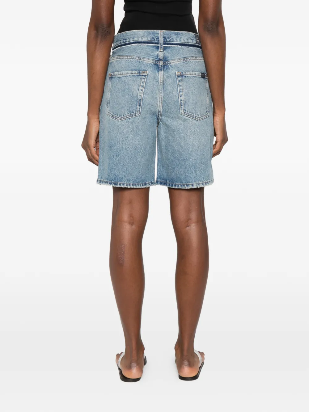 stripe denim shorts — Image 4