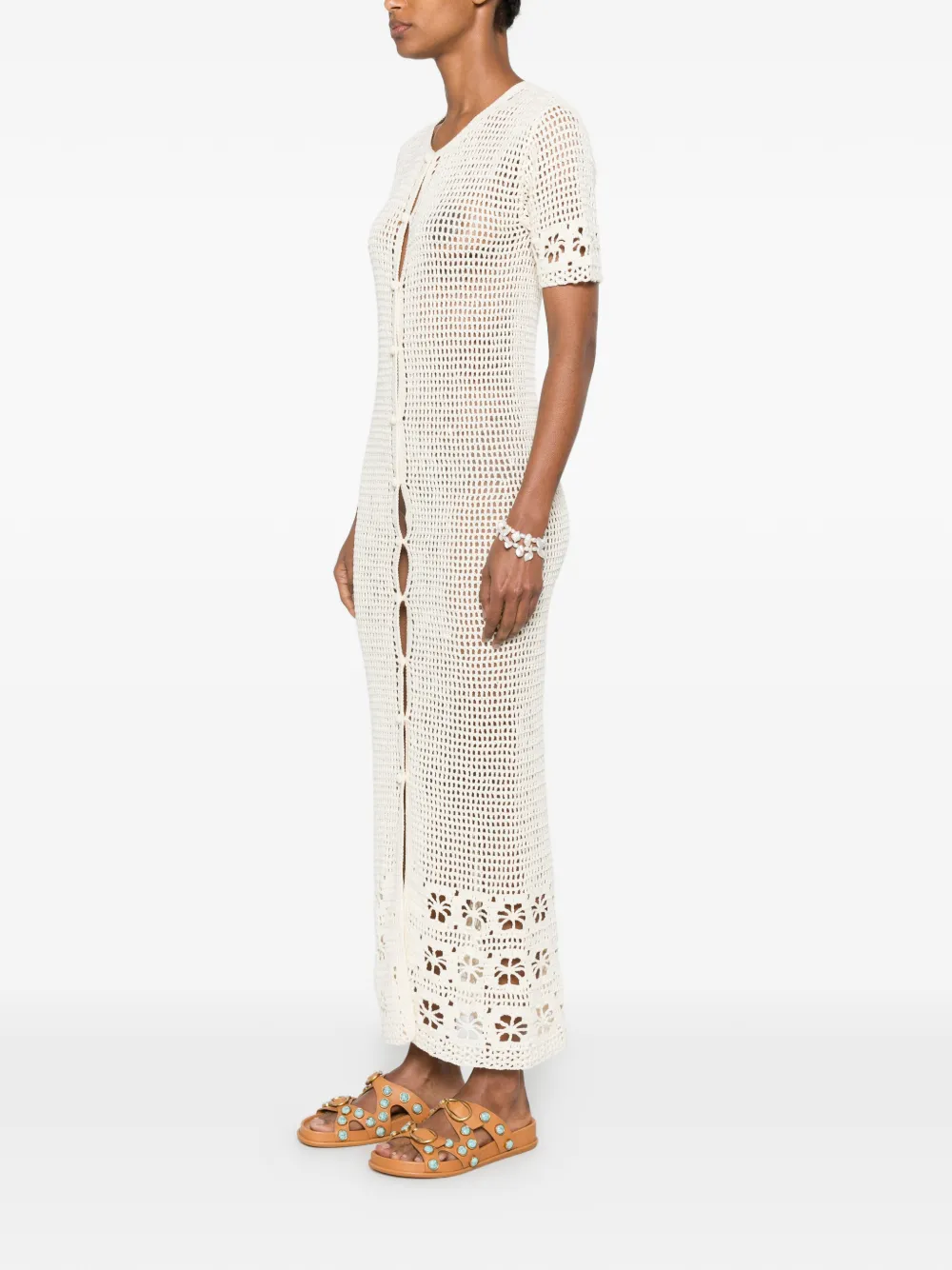 crochet-knit floral-detail maxi dress — Image 5