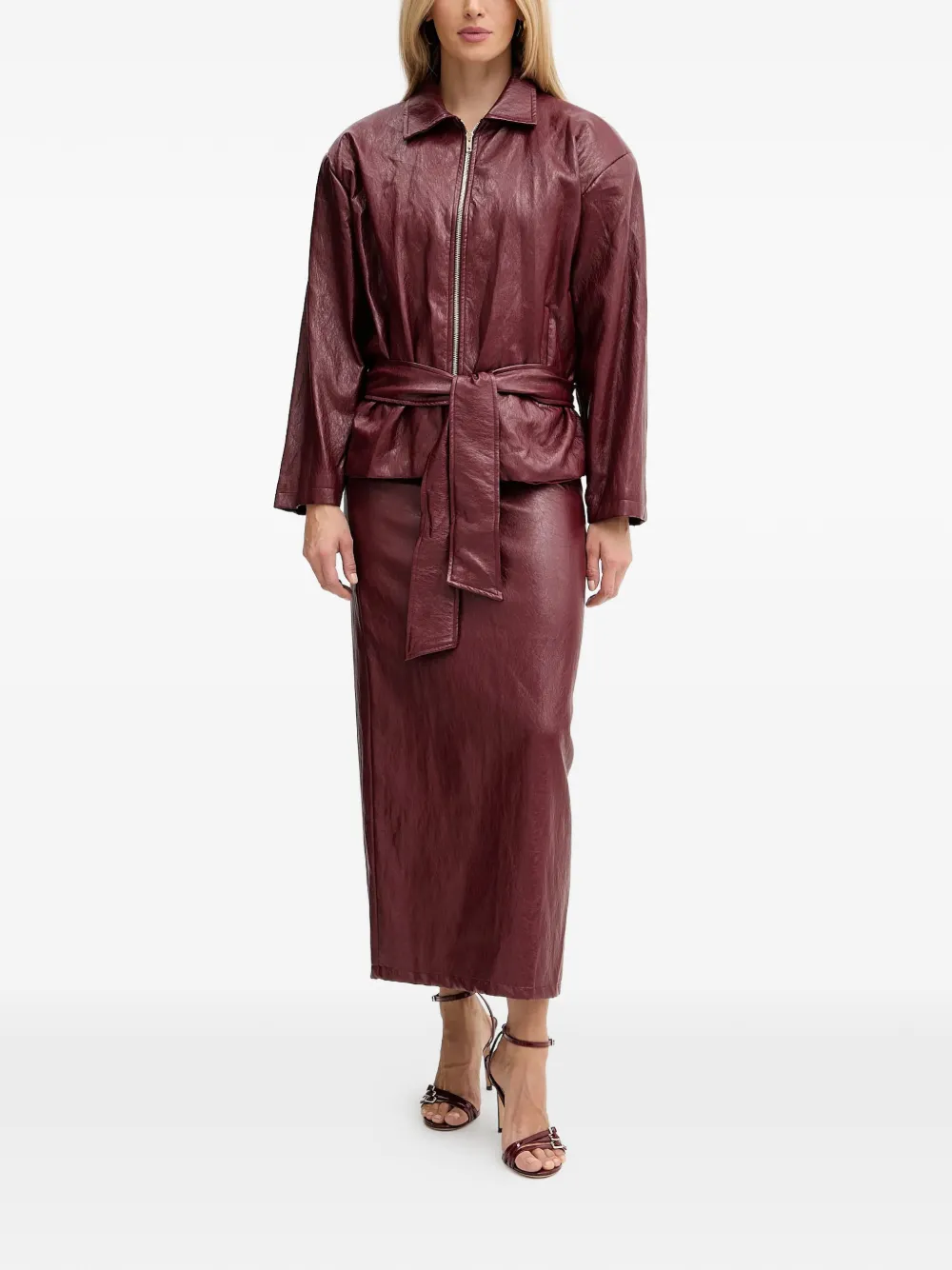 belted zip-up jacket — Image 5