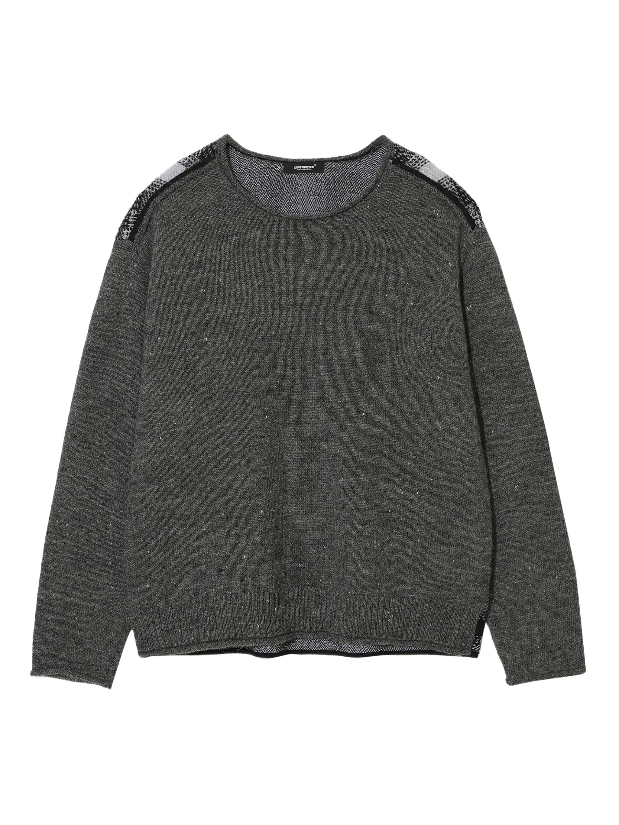 checked-panel wool sweater
