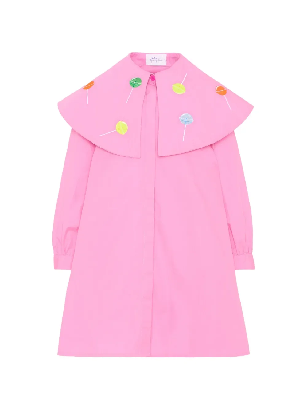 lollipop-embroidered cape-collar dress