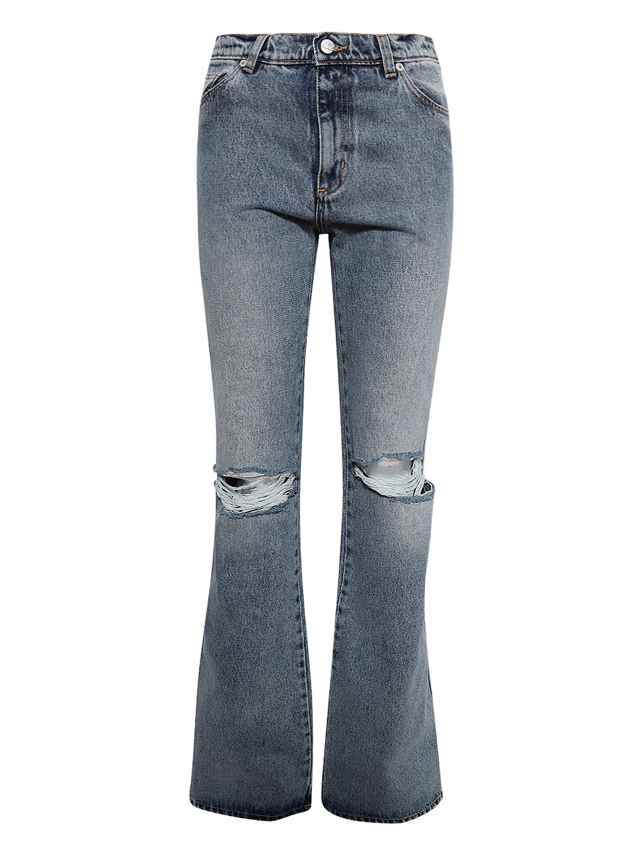 distressed flared jeans