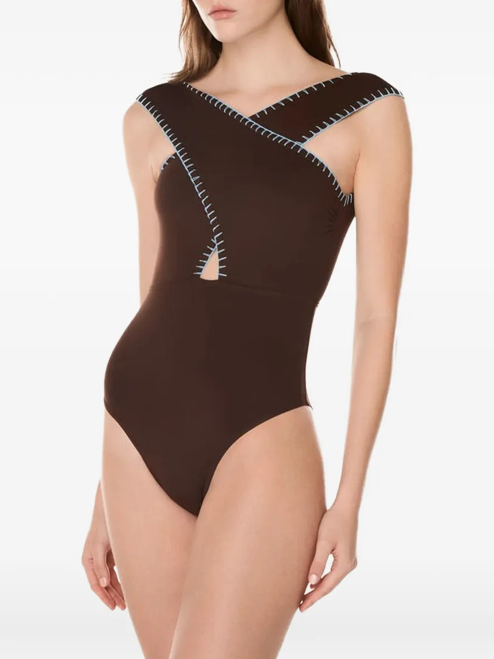 Coral hand-embroidered swimsuit — Image 3