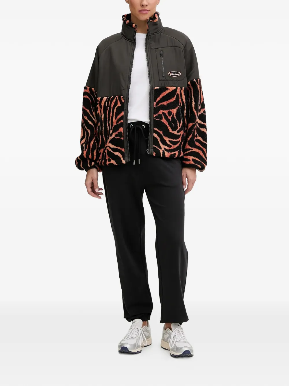 zebra-print fleece-panelled jacket — Image 5