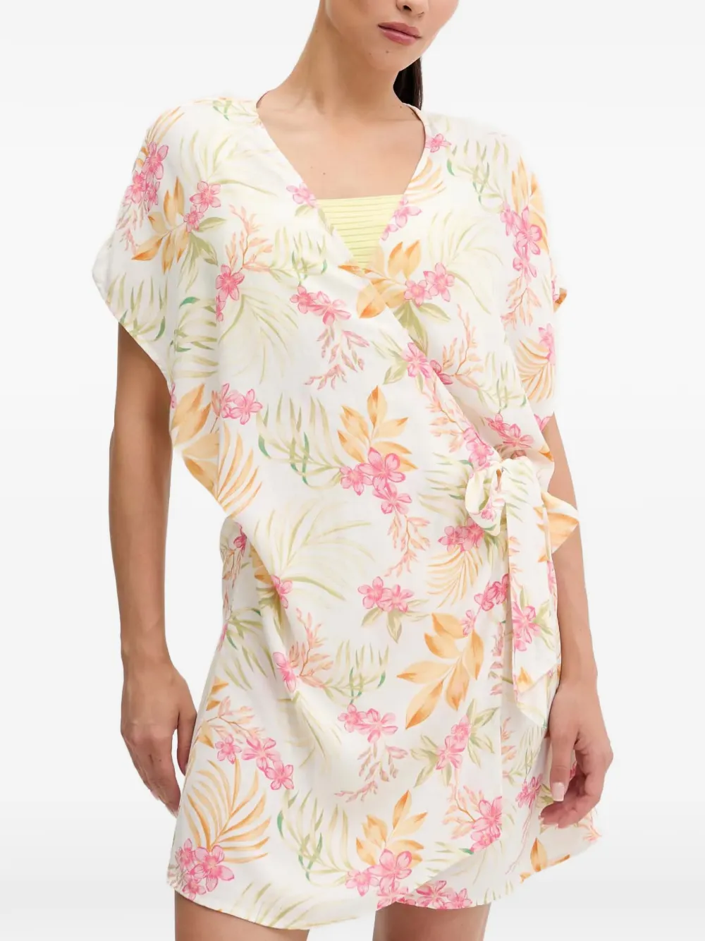 floral-print wrap beach cover-up — Image 4