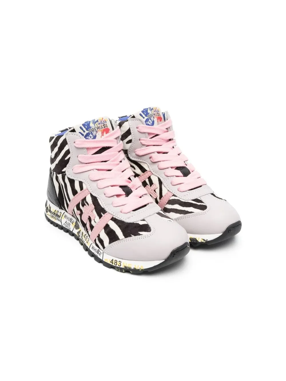 zebra-print high-top sneakers