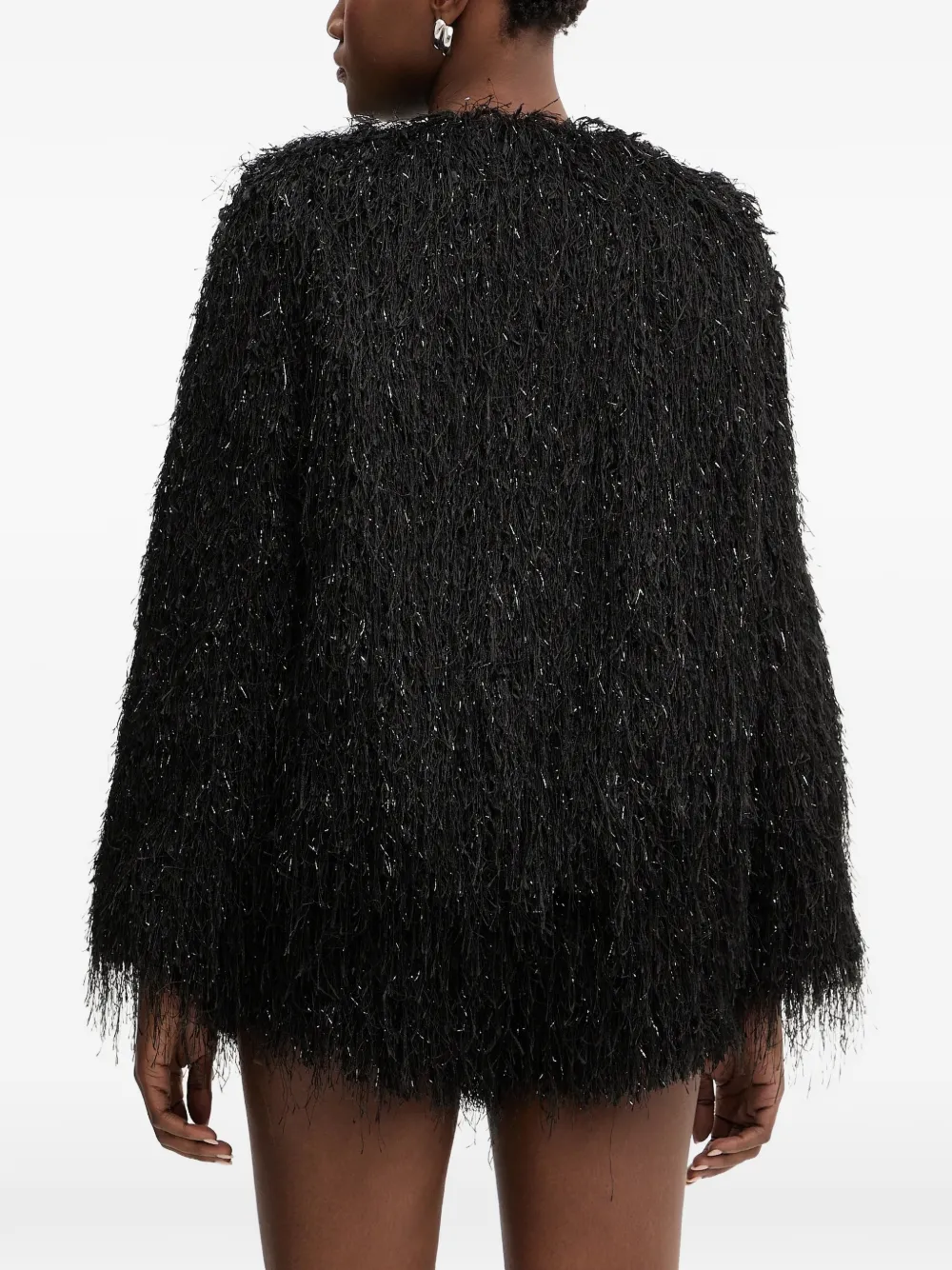 shaggy-knit metallic-thread jacket — Image 4