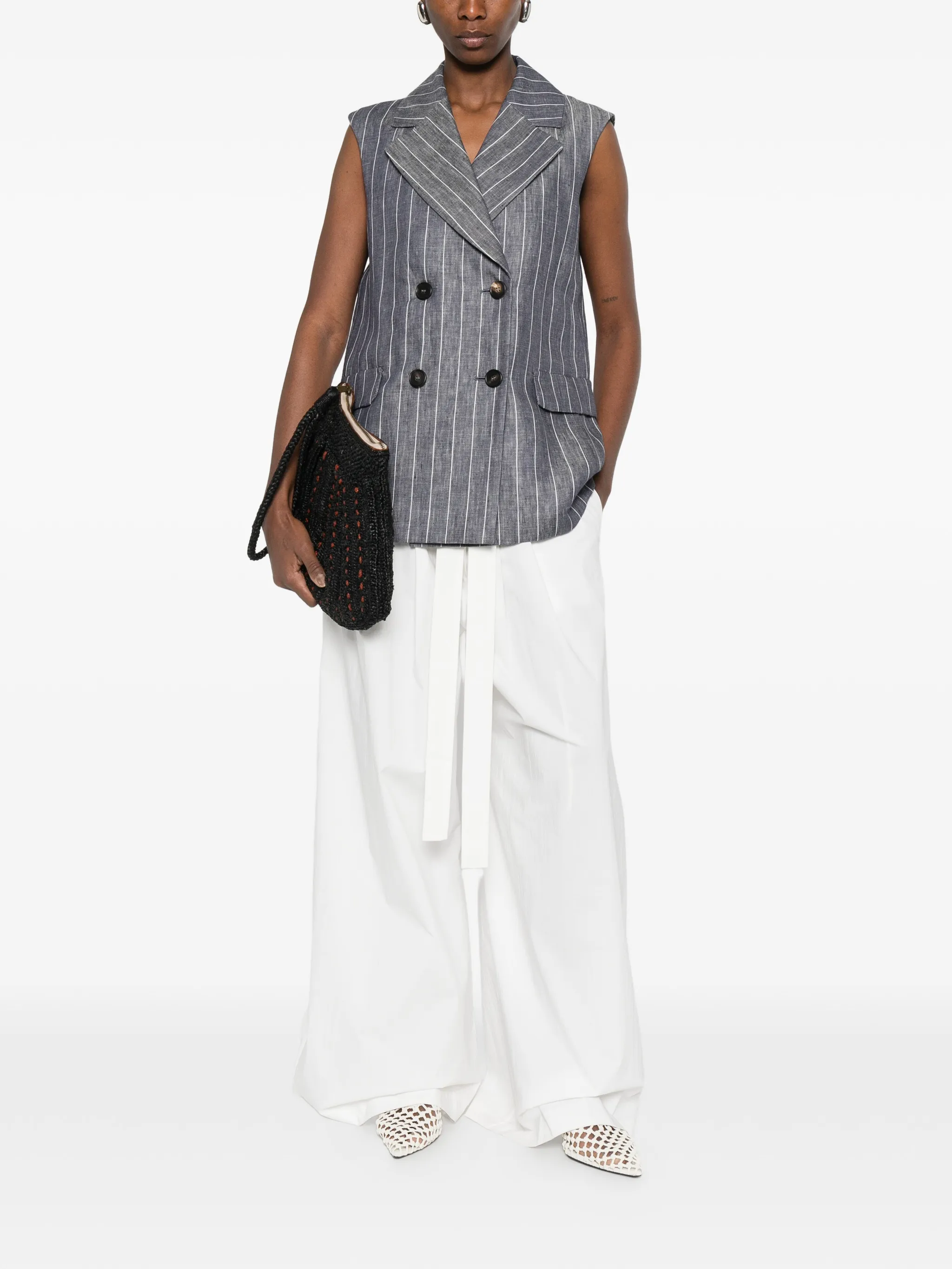 striped button vest — Image 3