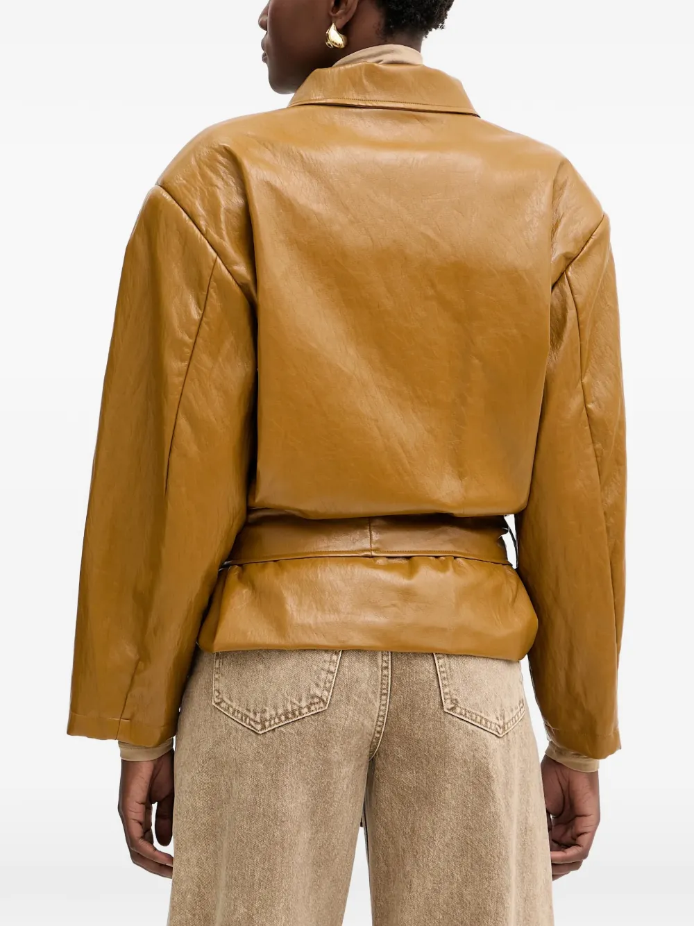 belted zip-up jacket — Image 4