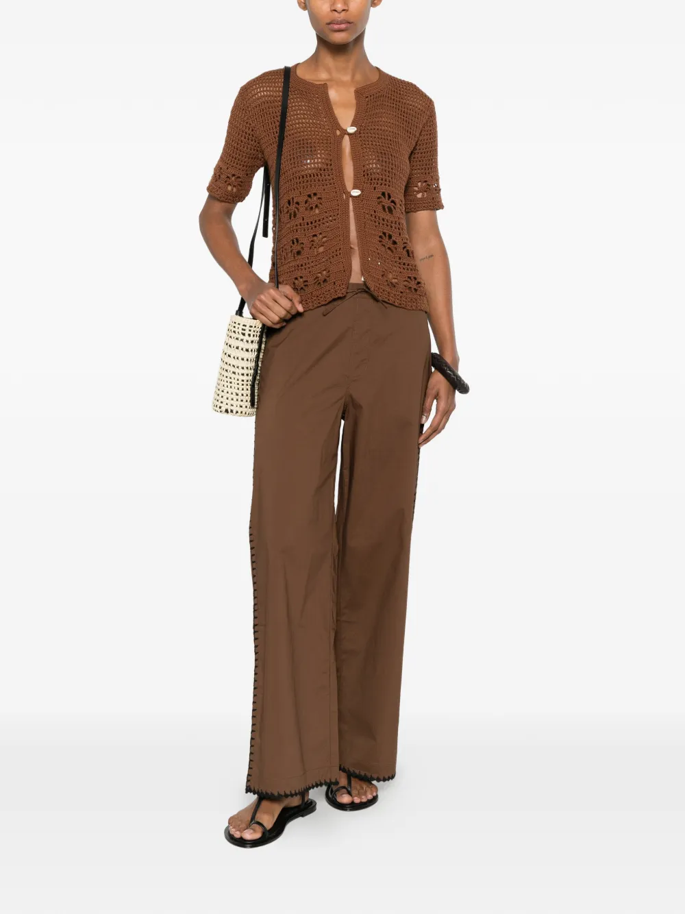 whipstitch-trim palazzo pants — Image 3