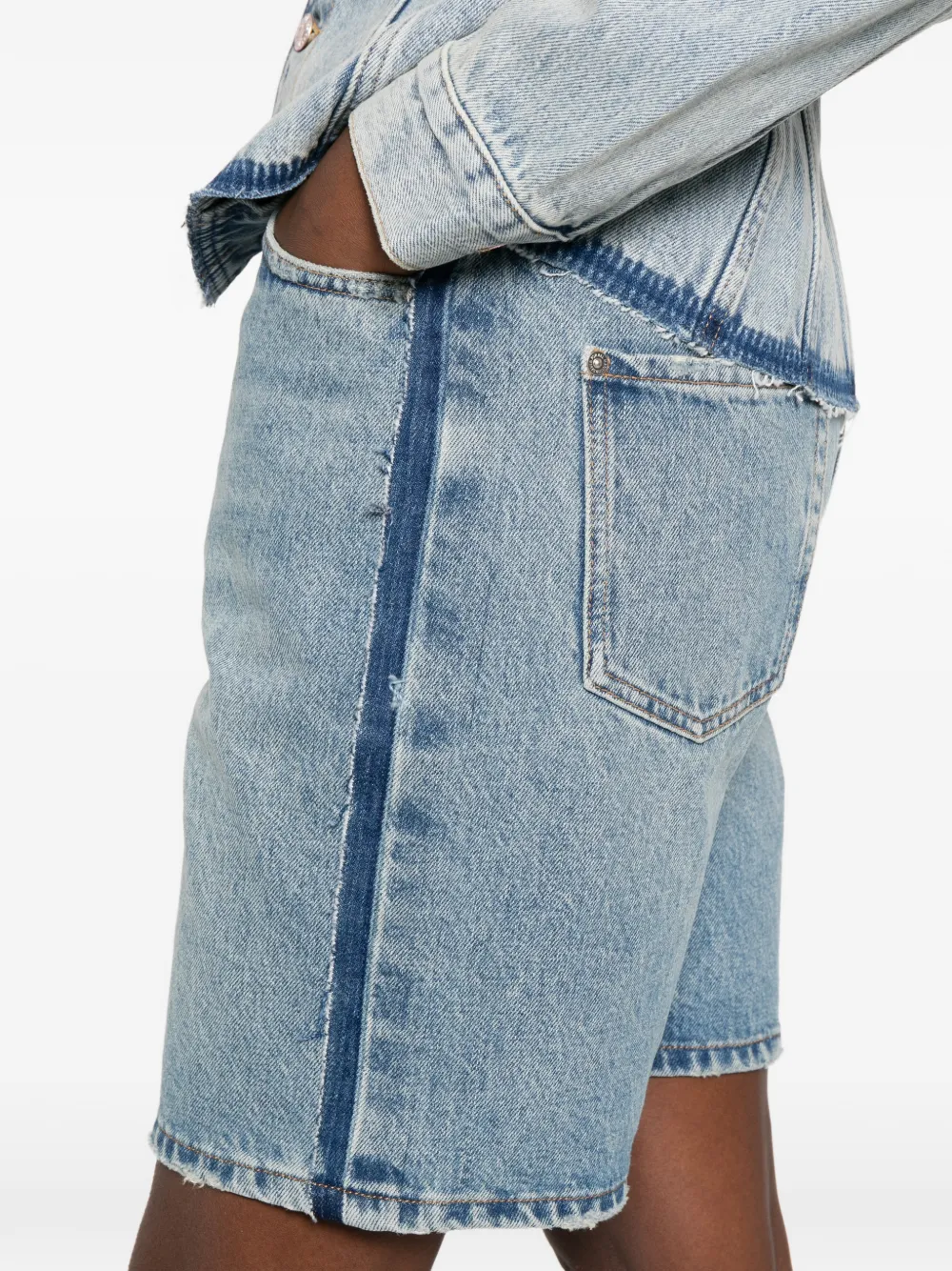 stripe denim shorts — Image 3