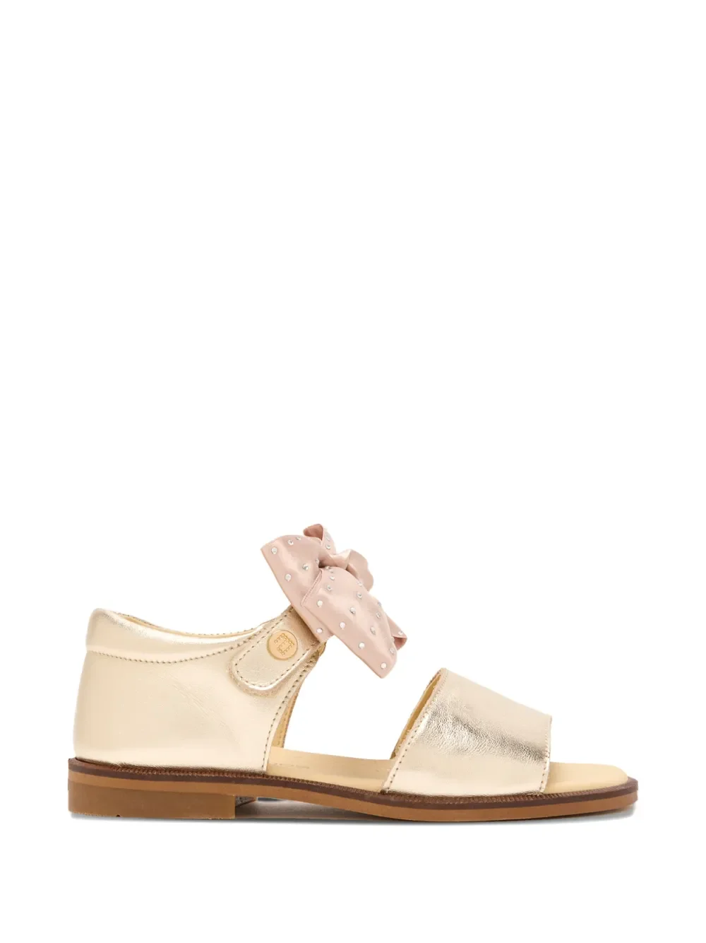 bow-detail metallic sandals