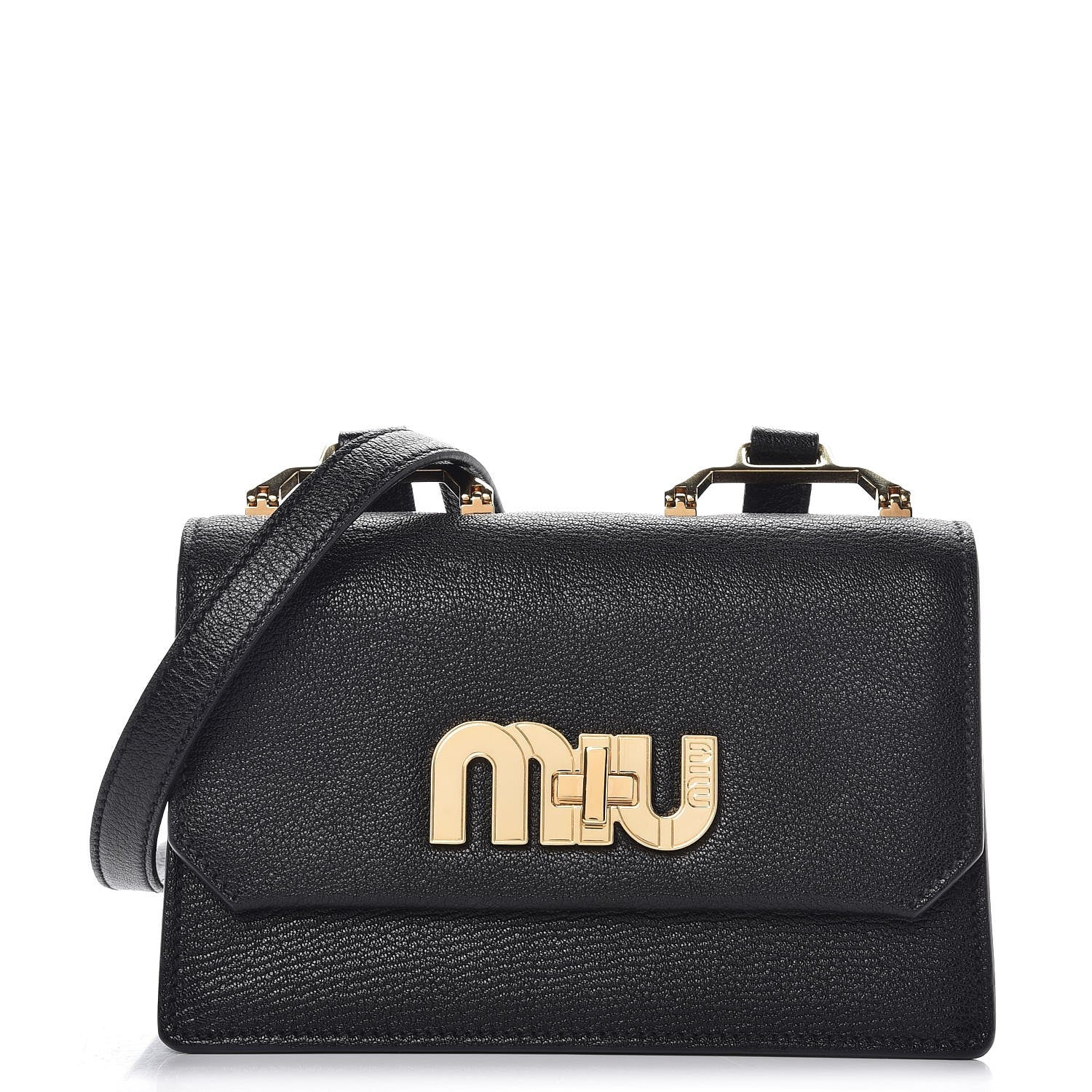 Goatskin Madras Miu Logo Shoulder Bag